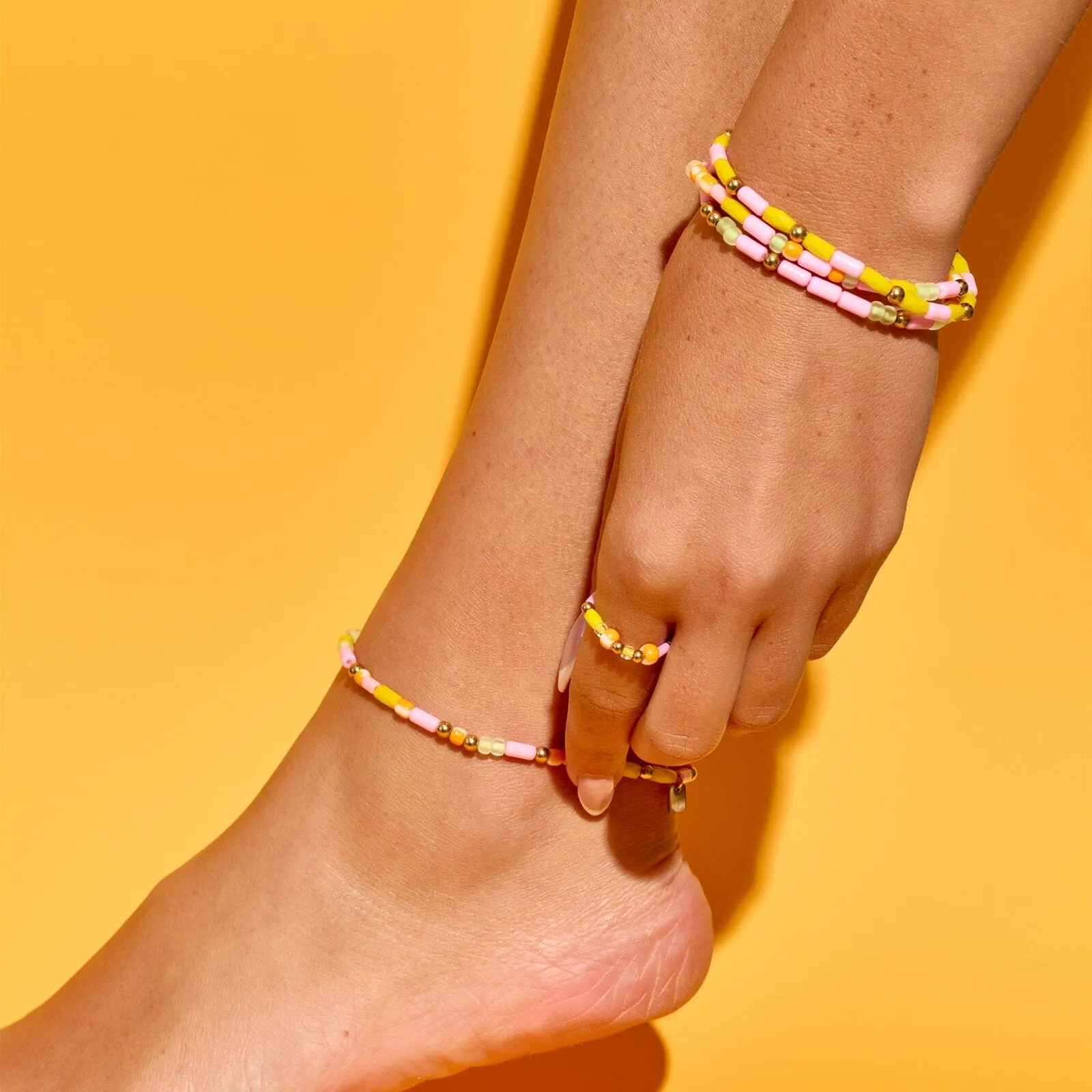 Sarita Mixed Seed Bead Stretch Anklet sold by Pura Vida product image thumbnail 2