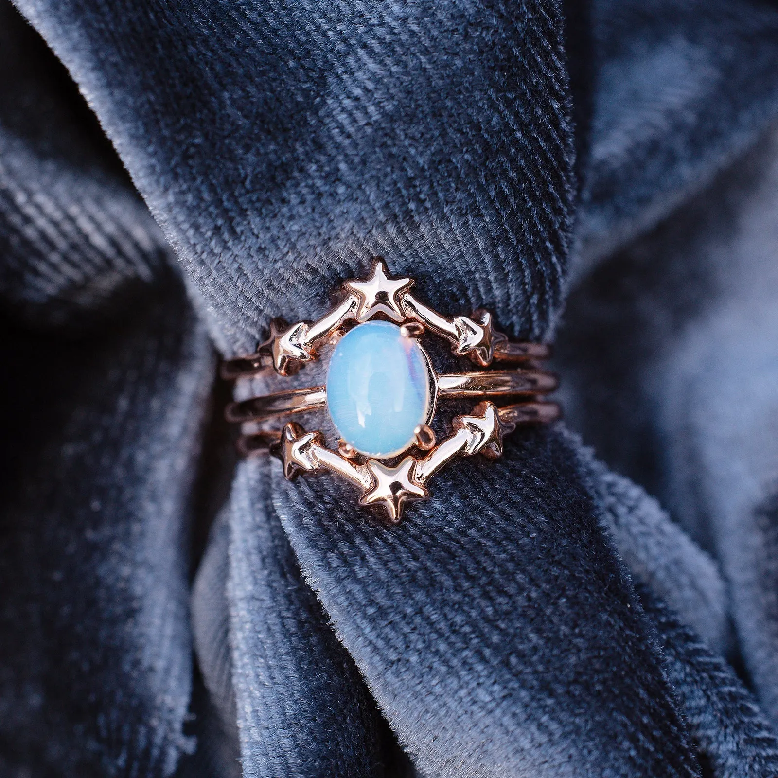 Moonstone Stars Ring Stack sold by Pura Vida product image thumbnail 5