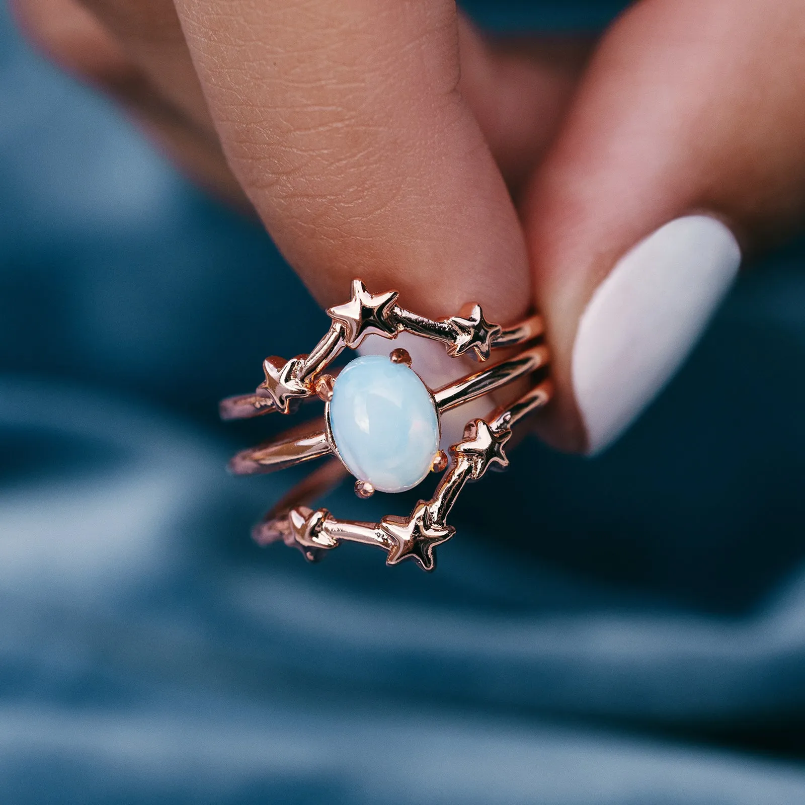 Moonstone Stars Ring Stack sold by Pura Vida product image thumbnail 3