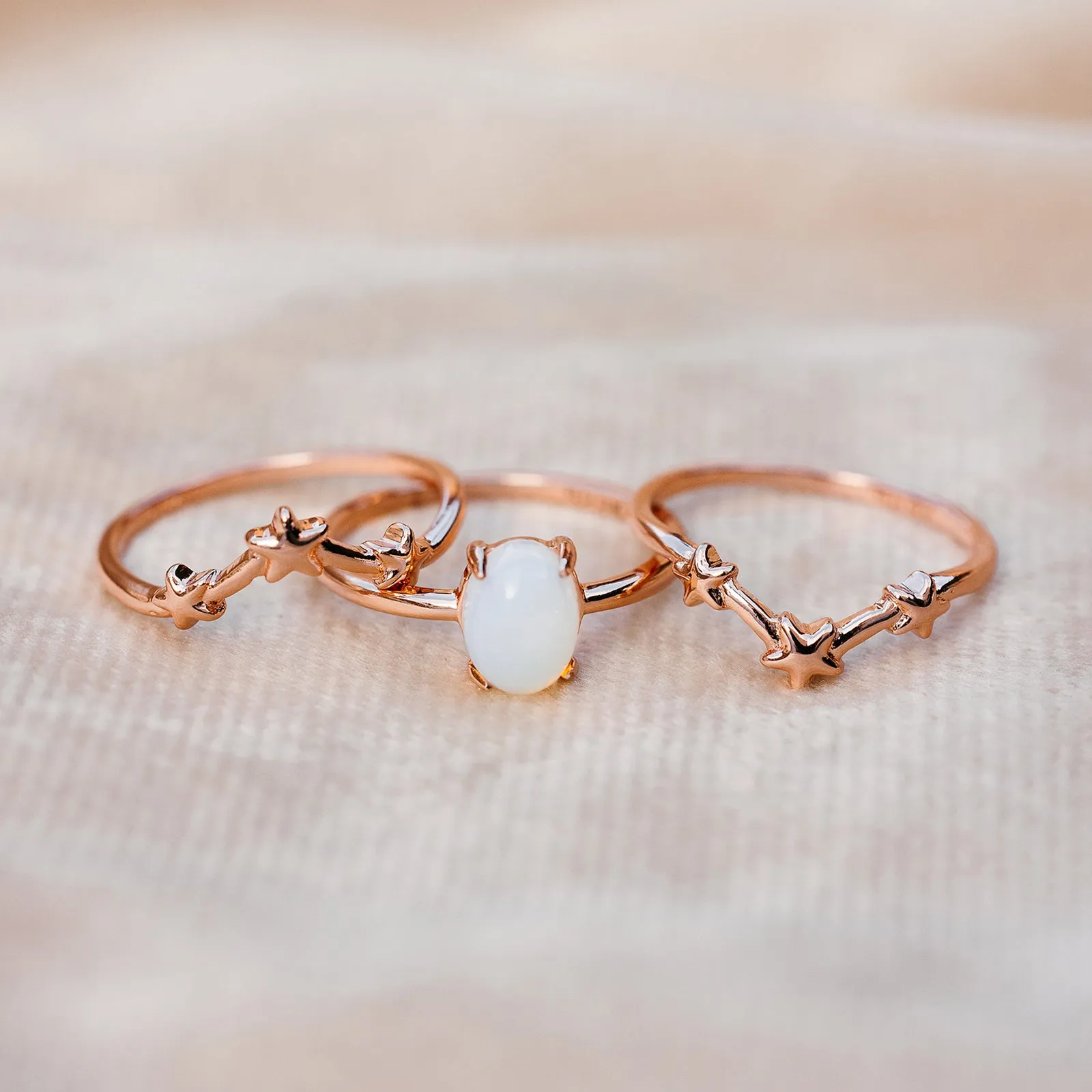 Moonstone Stars Ring Stack sold by Pura Vida product image thumbnail 4