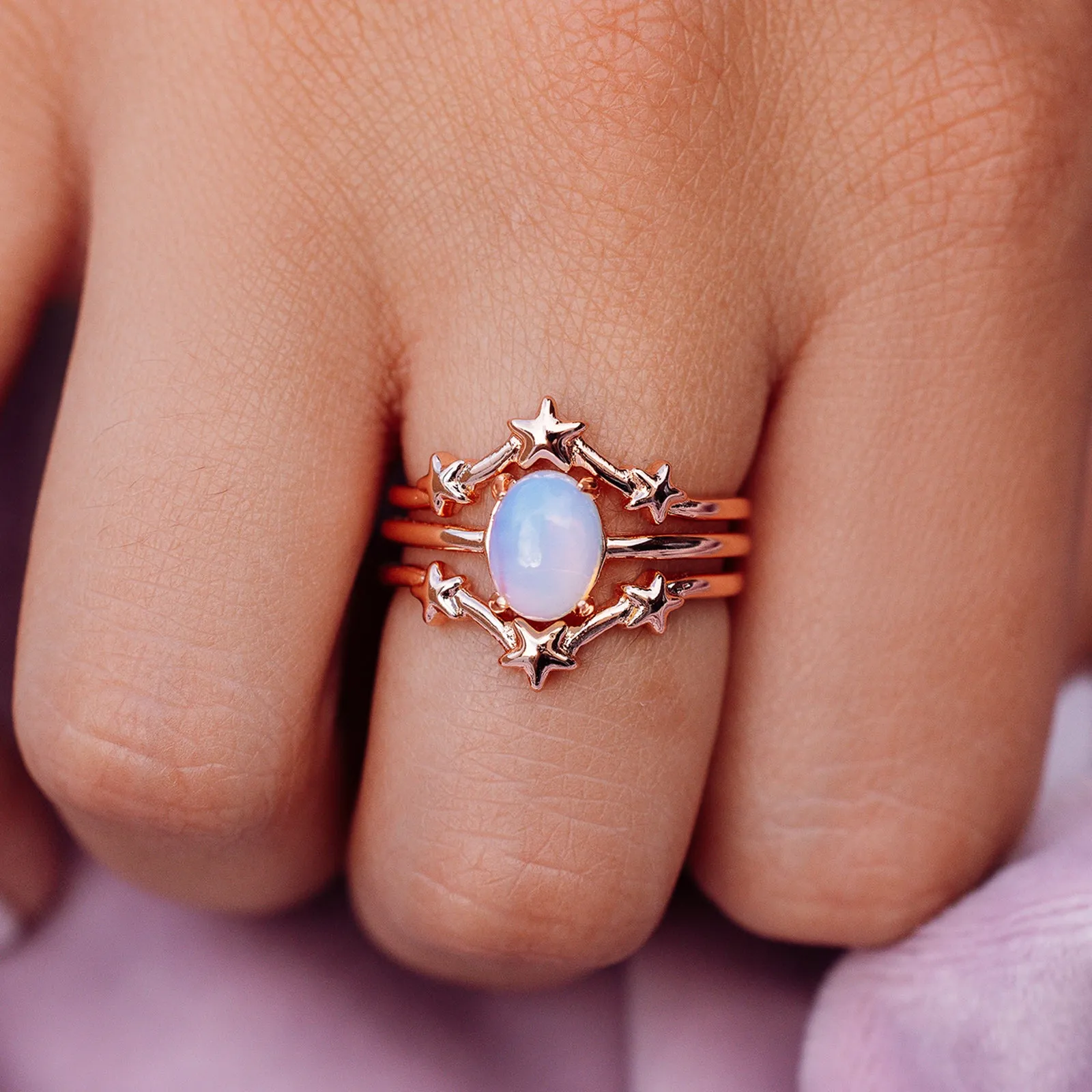 Moonstone Stars Ring Stack sold by Pura Vida product image thumbnail 2