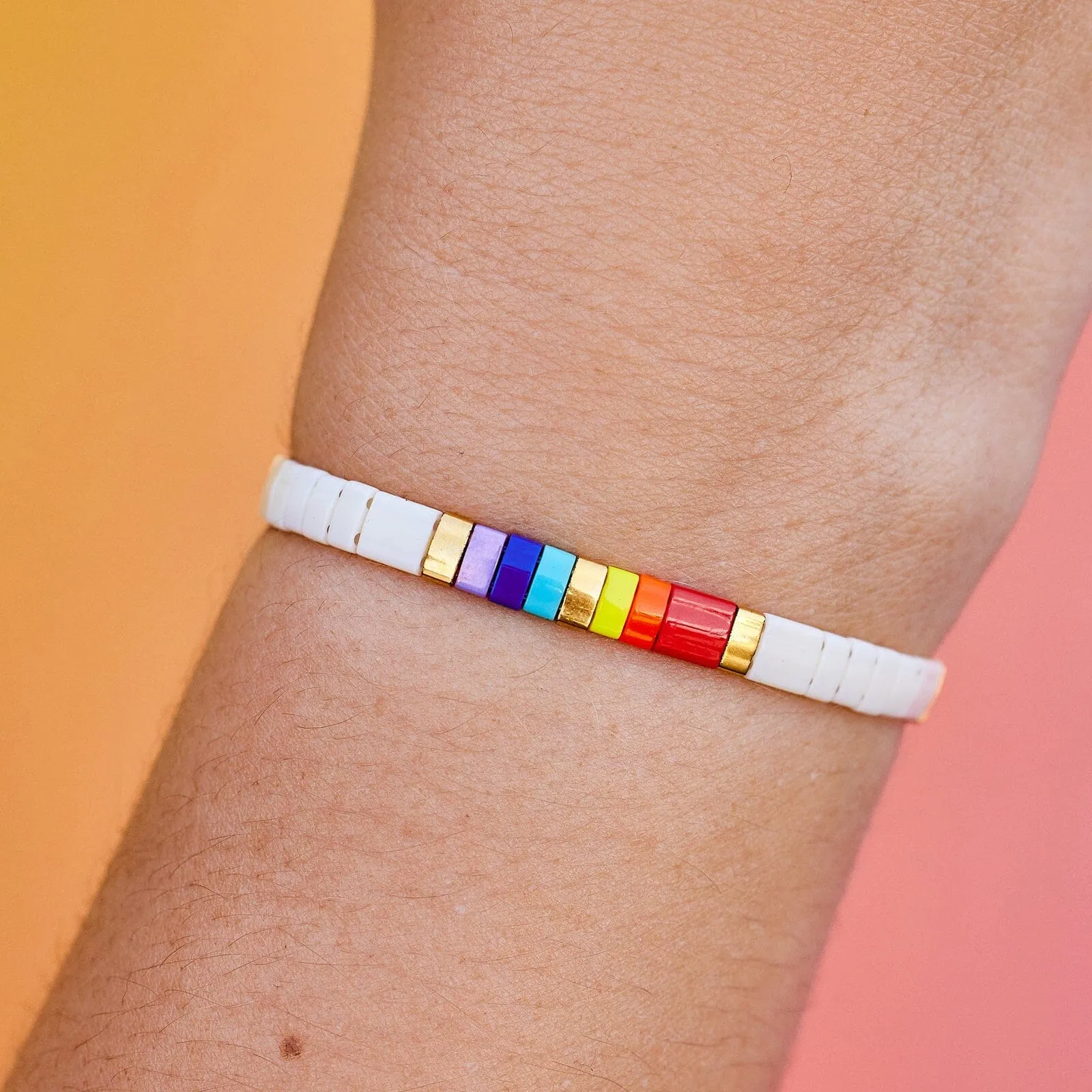 Rainbow Tile Bead Stretch Bracelet sold by Pura Vida product image thumbnail 2