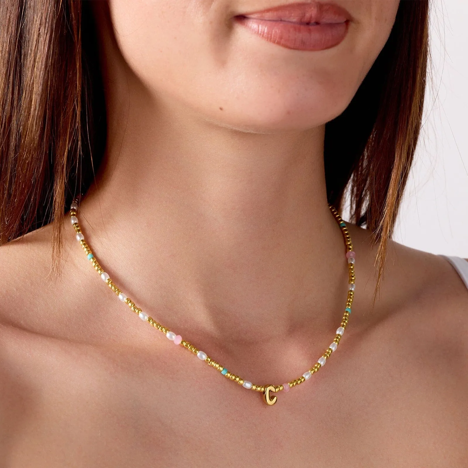 Initial Pearl & Seed Bead Choker sold by Pura Vida product image thumbnail 2