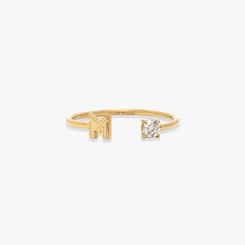 Initial Stone Open Ring sold by Pura Vida
