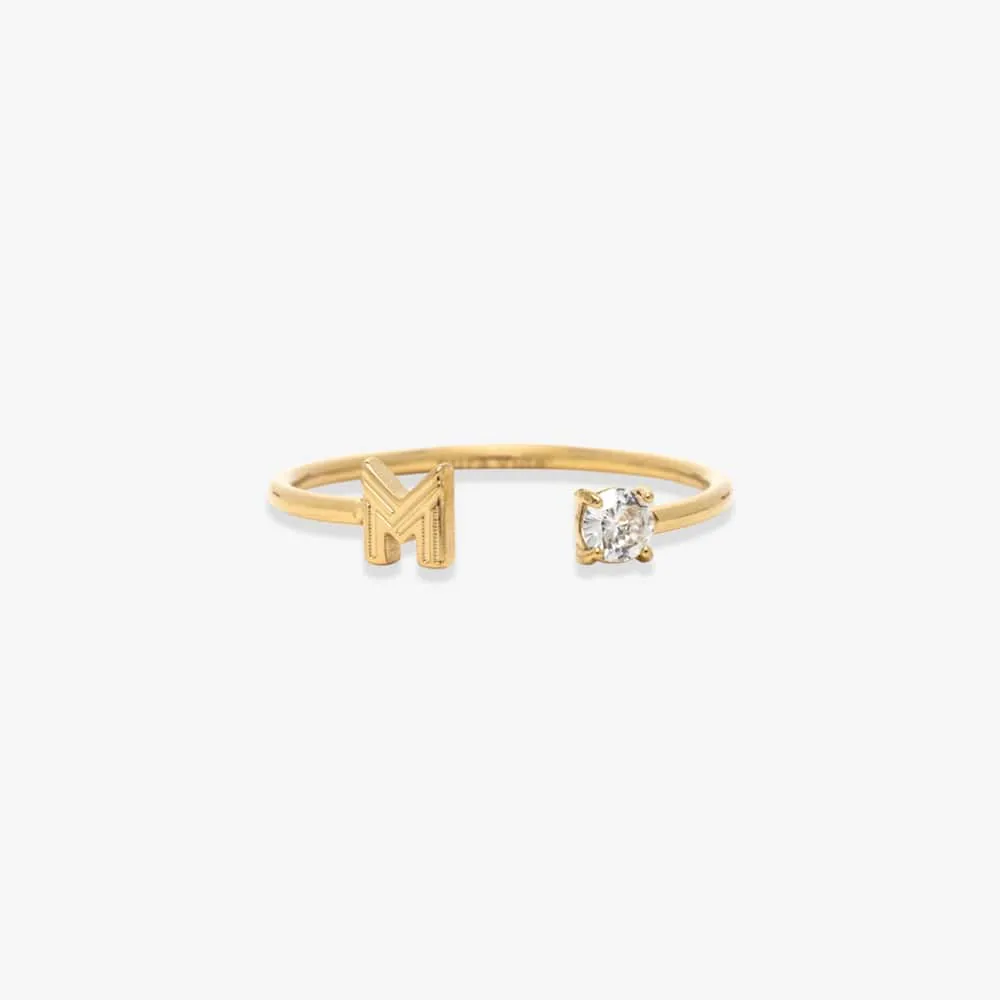 Initial Stone Open Ring sold by Pura Vida