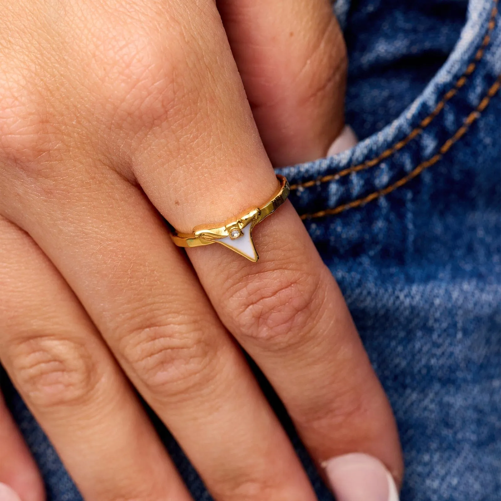 Gold Stone Shark Tooth Ring sold by Pura Vida product image thumbnail 2
