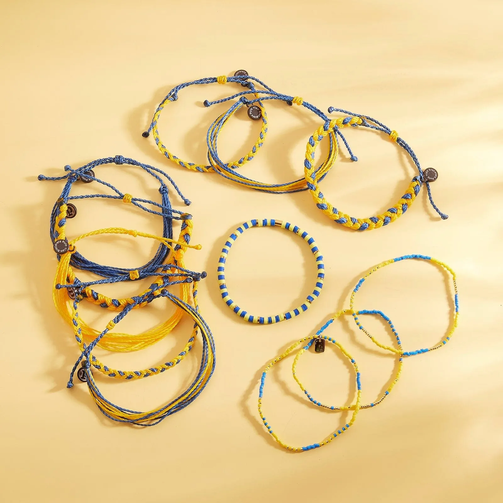 Light Blue & Yellow Stretch Bracelet sold by Pura Vida product image thumbnail 4
