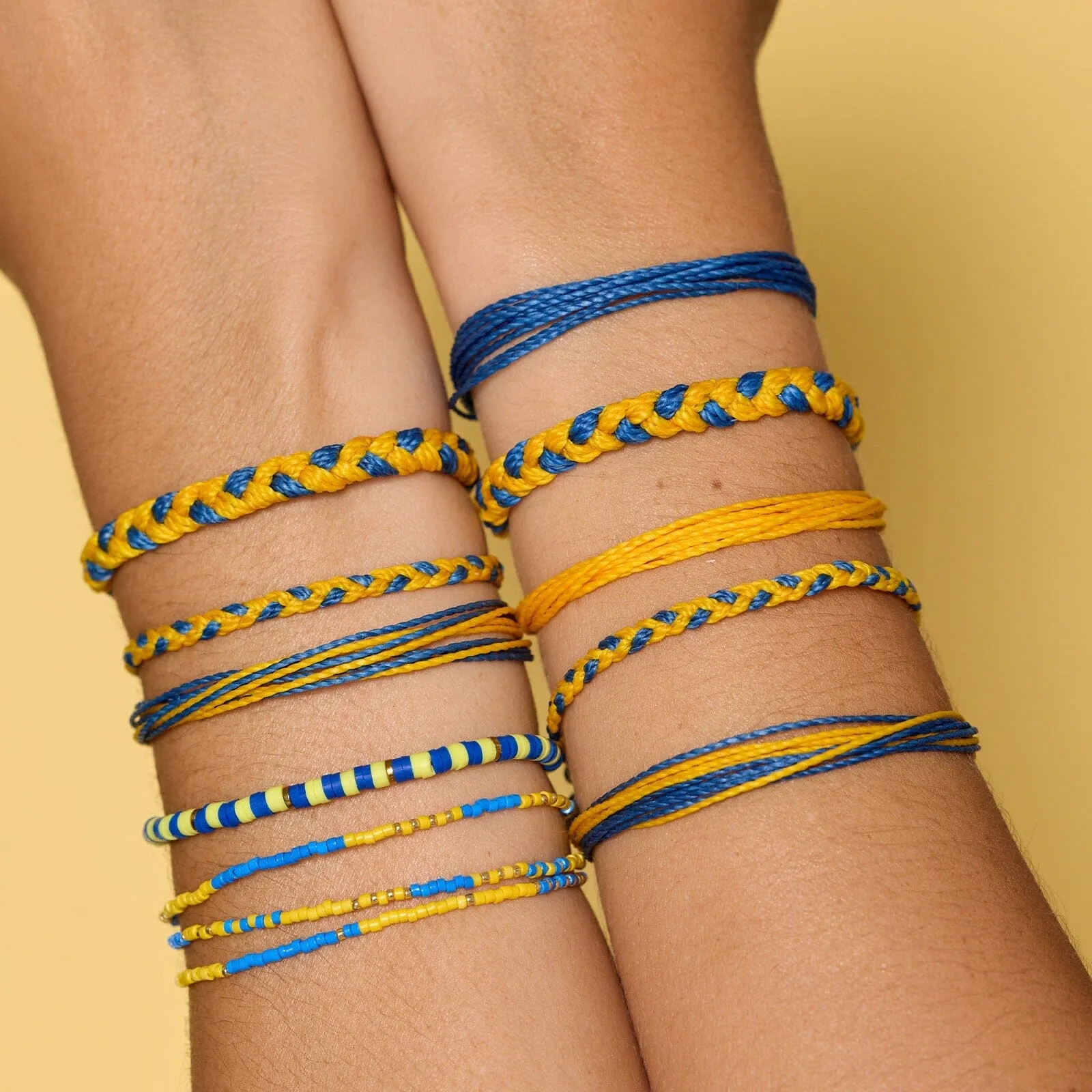 Light Blue & Yellow Stretch Bracelet sold by Pura Vida product image thumbnail 3