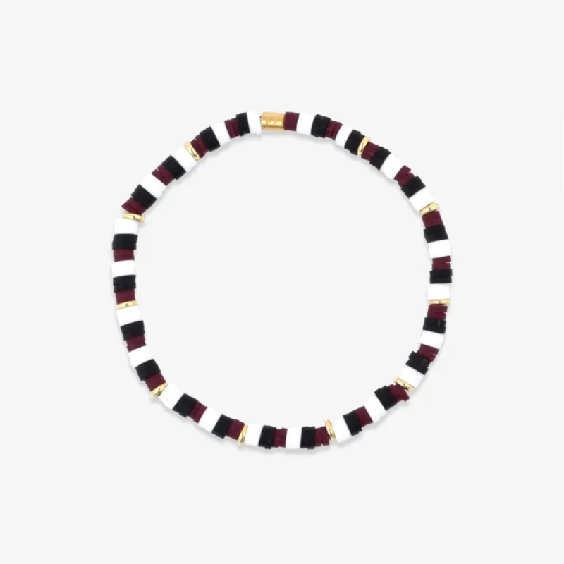 Maroon, Black & White Stretch Bracelet sold by Pura Vida