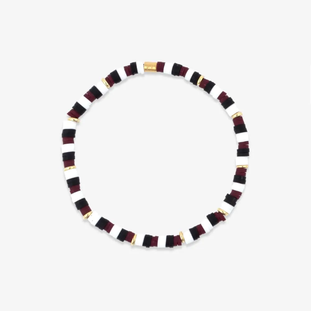Maroon, Black & White Stretch Bracelet sold by Pura Vida