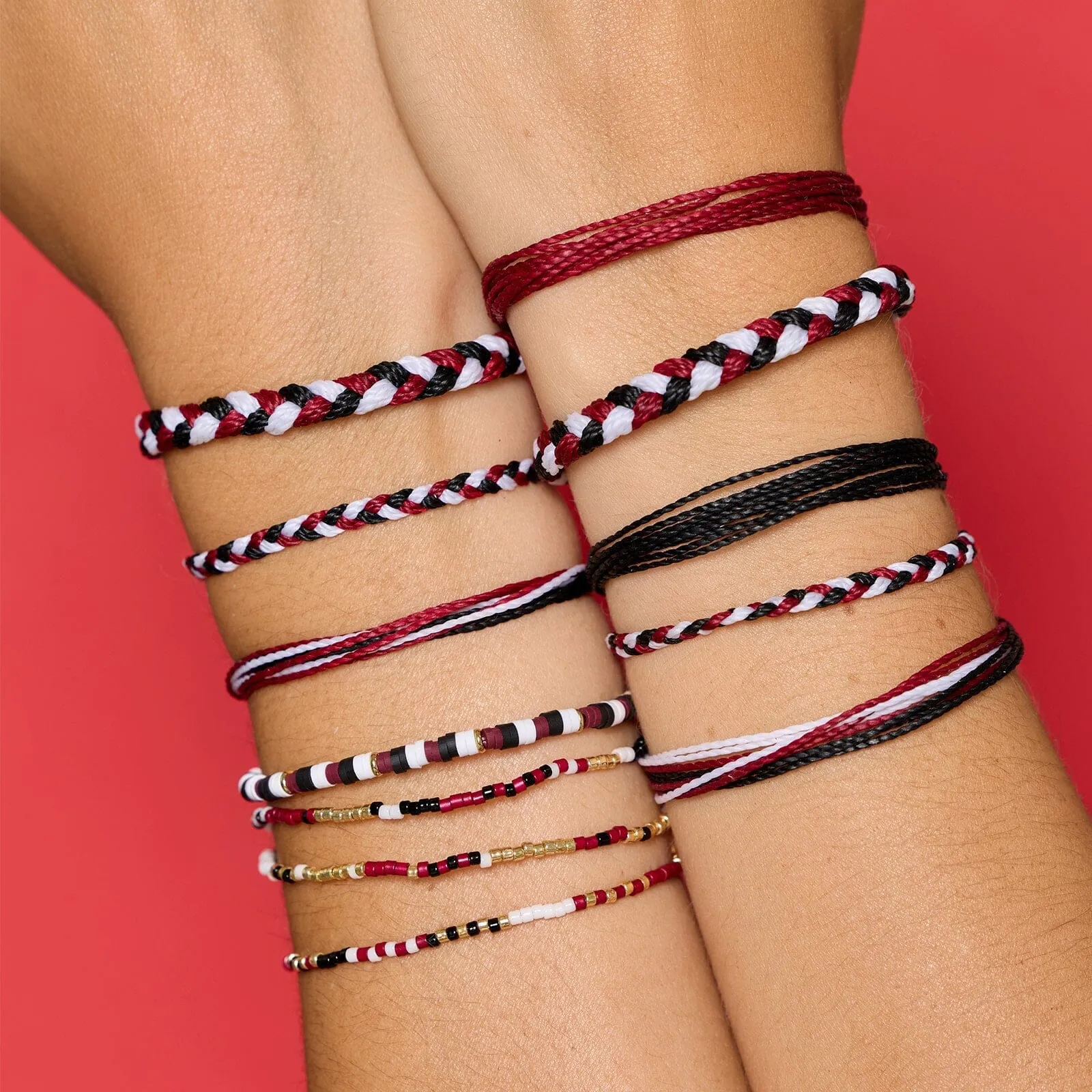 Maroon, Black & White Stretch Bracelet sold by Pura Vida product image thumbnail 2