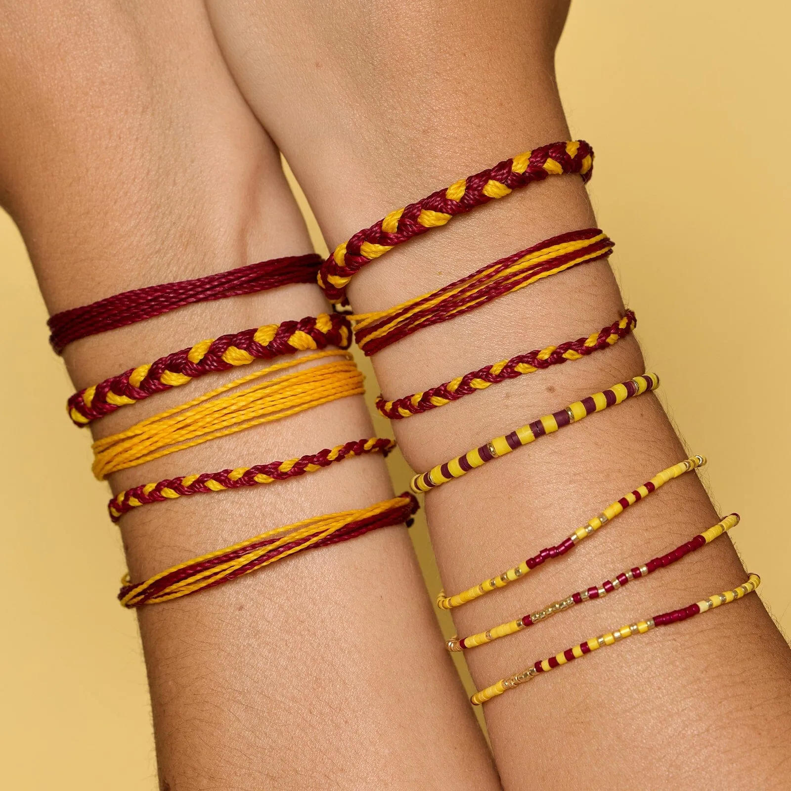 Maroon & Yellow Stretch Bracelet sold by Pura Vida product image thumbnail 2