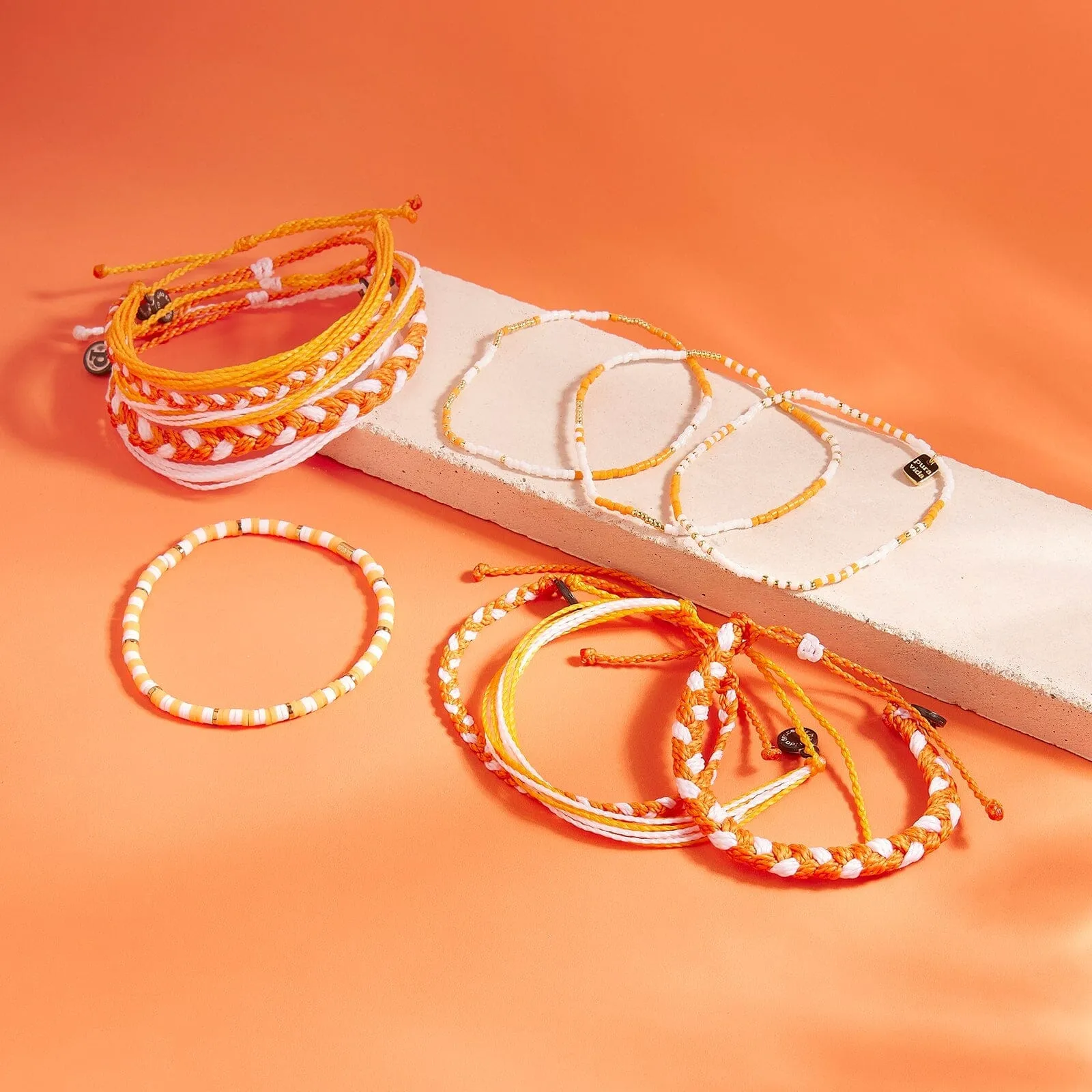Orange & White Stretch Bracelet sold by Pura Vida product image thumbnail 3