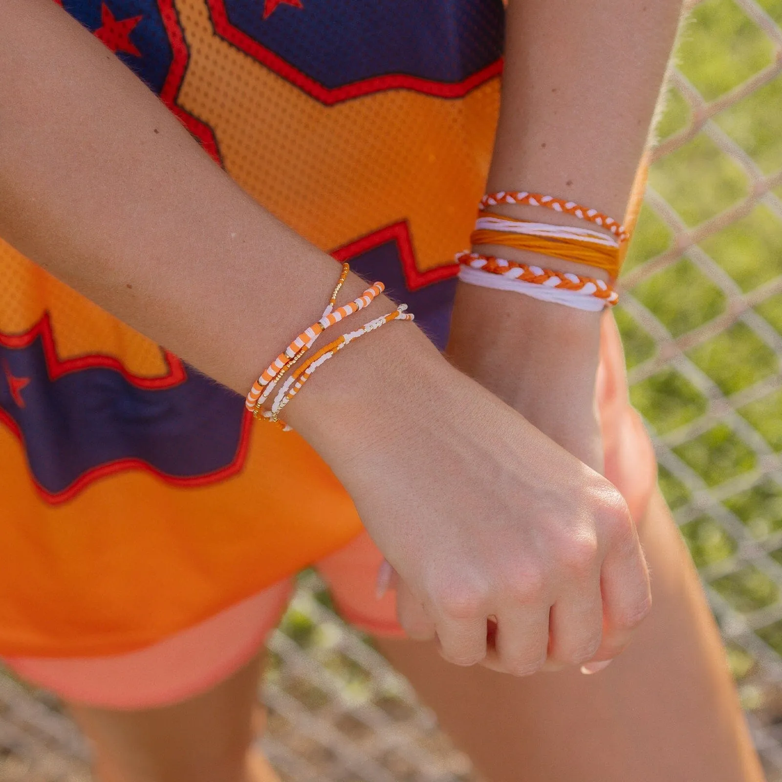 Orange & White Stretch Bracelet sold by Pura Vida product image thumbnail 2