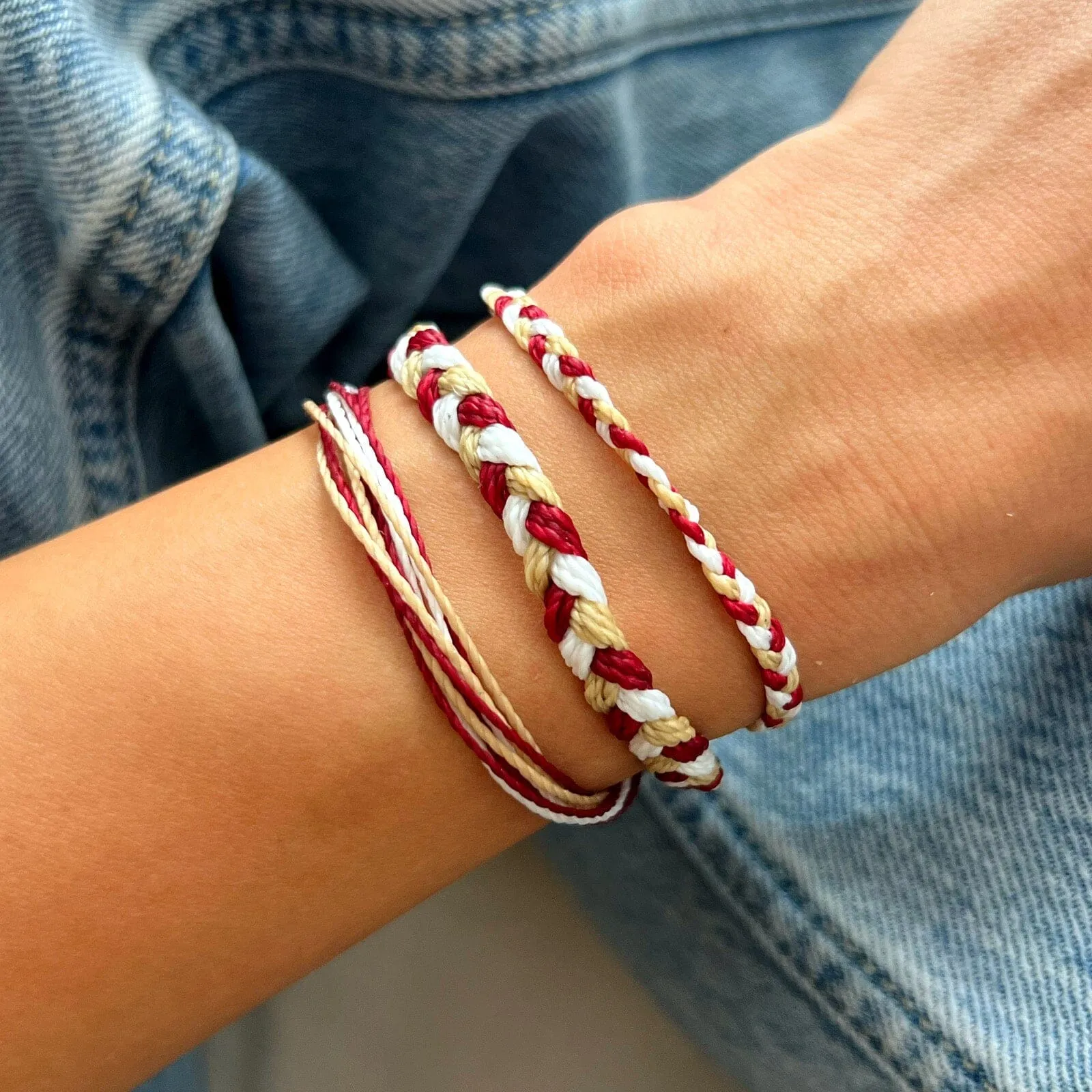 Maroon, Tan & White Bracelets sold by Pura Vida product image thumbnail 4