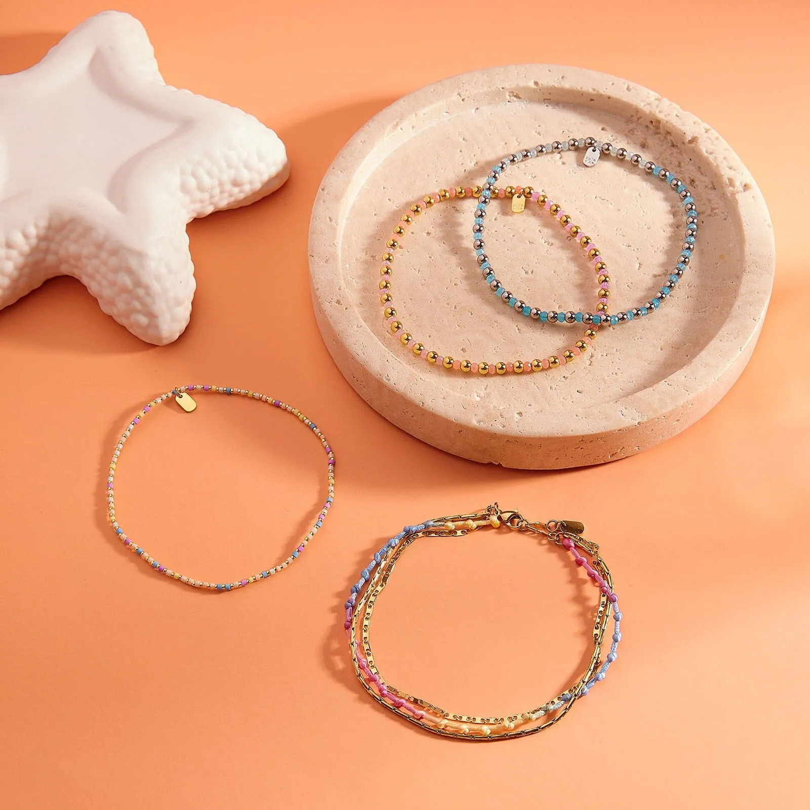 Mixed Seed Bead Stretch Anklet sold by Pura Vida product image thumbnail 4