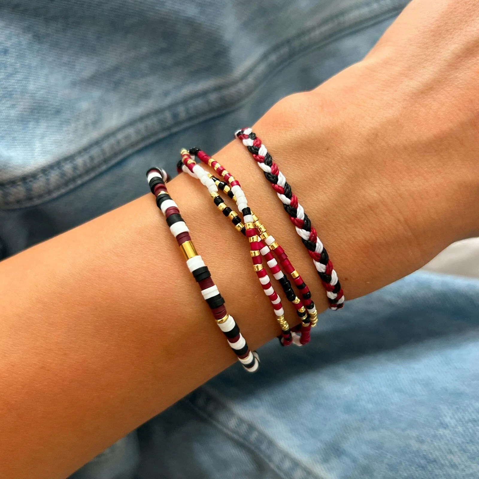 Red, Black & White Stretch Bracelet sold by Pura Vida product image thumbnail 2