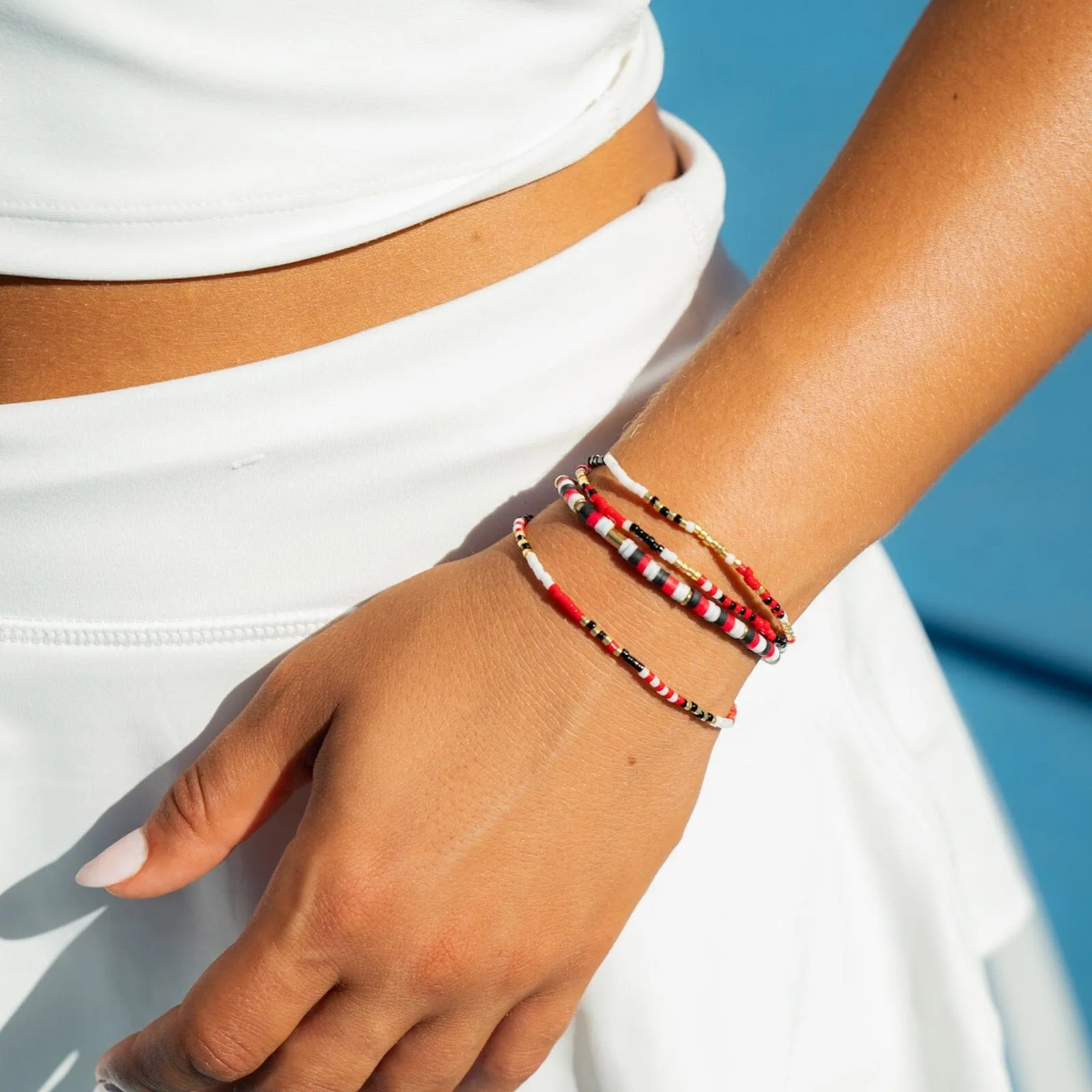 Red, Black & White Stretch Bracelet sold by Pura Vida product image thumbnail 3