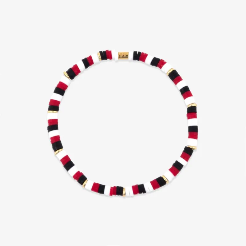 Red, Black & White Stretch Bracelet made by Pura Vida