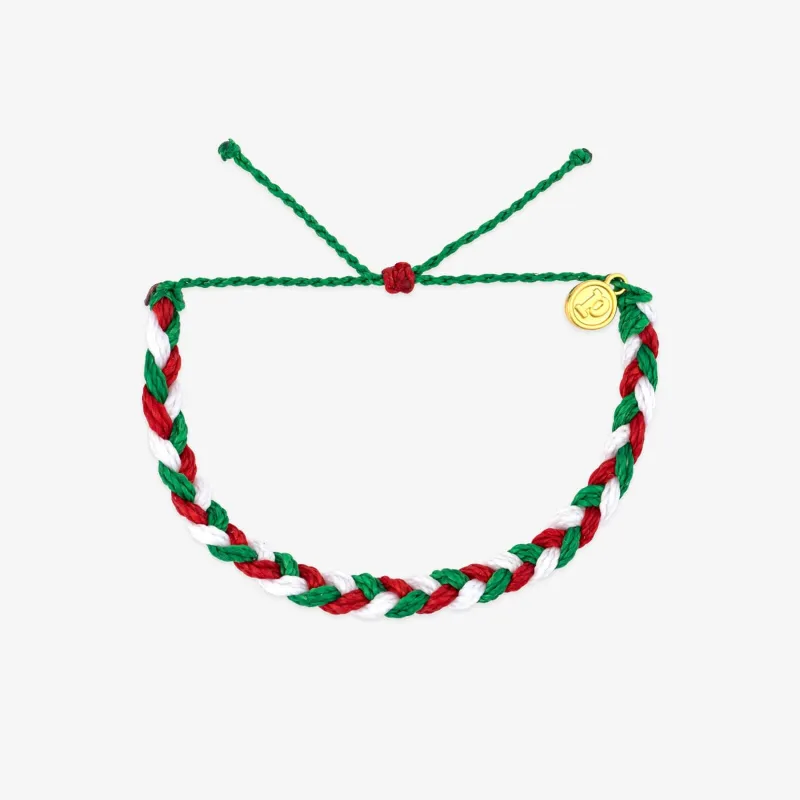 Red, Green & White Braided Bracelet made by Pura Vida
