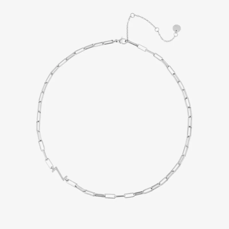 Silver Initial Paperclip Chain Choker made by Pura Vida