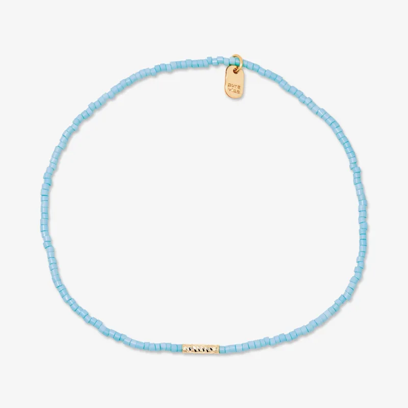 Turquoise Seed Bead Stretch Anklet made by Pura Vida