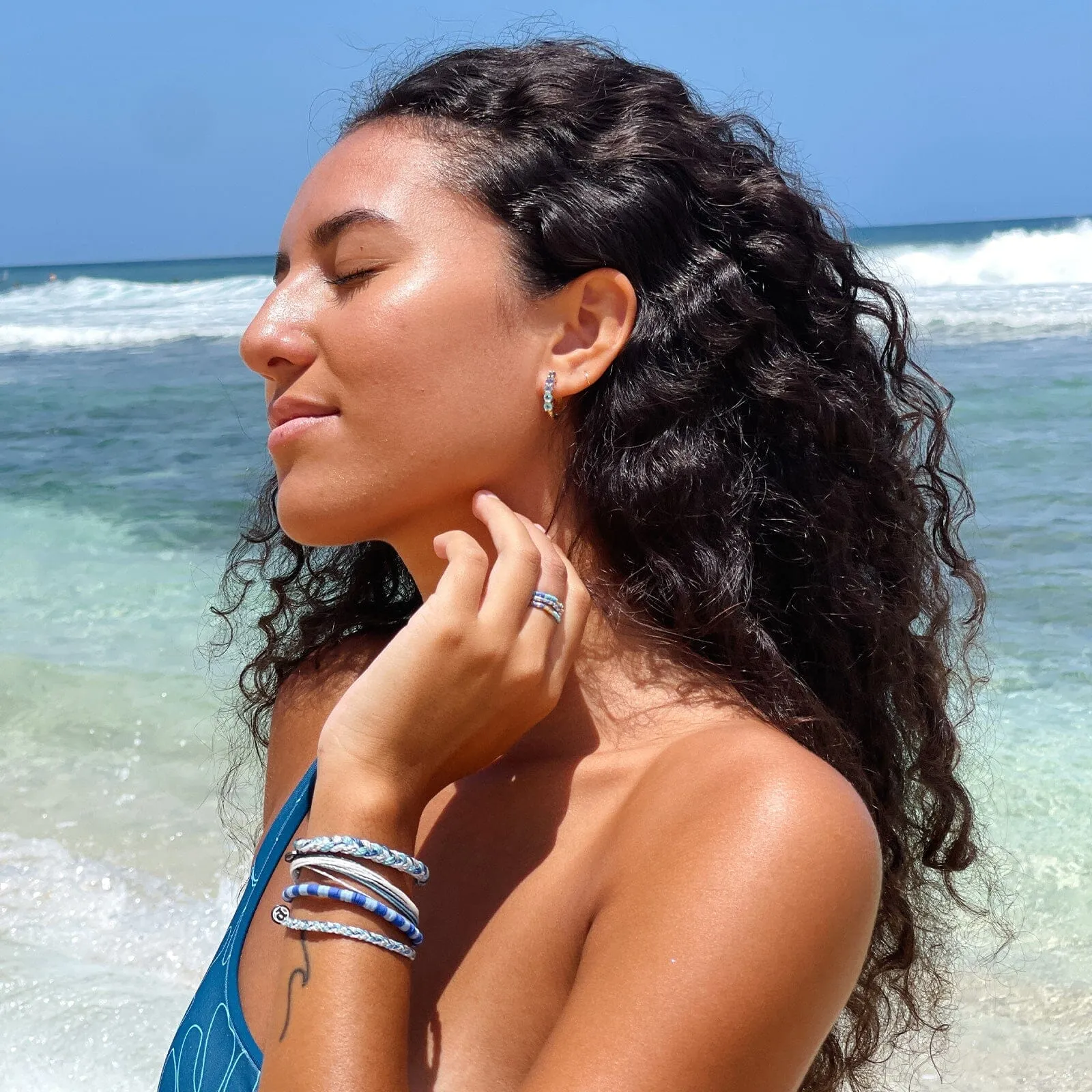 Surfrider Ombre Stone Hoop Earrings sold by Pura Vida product image thumbnail 5
