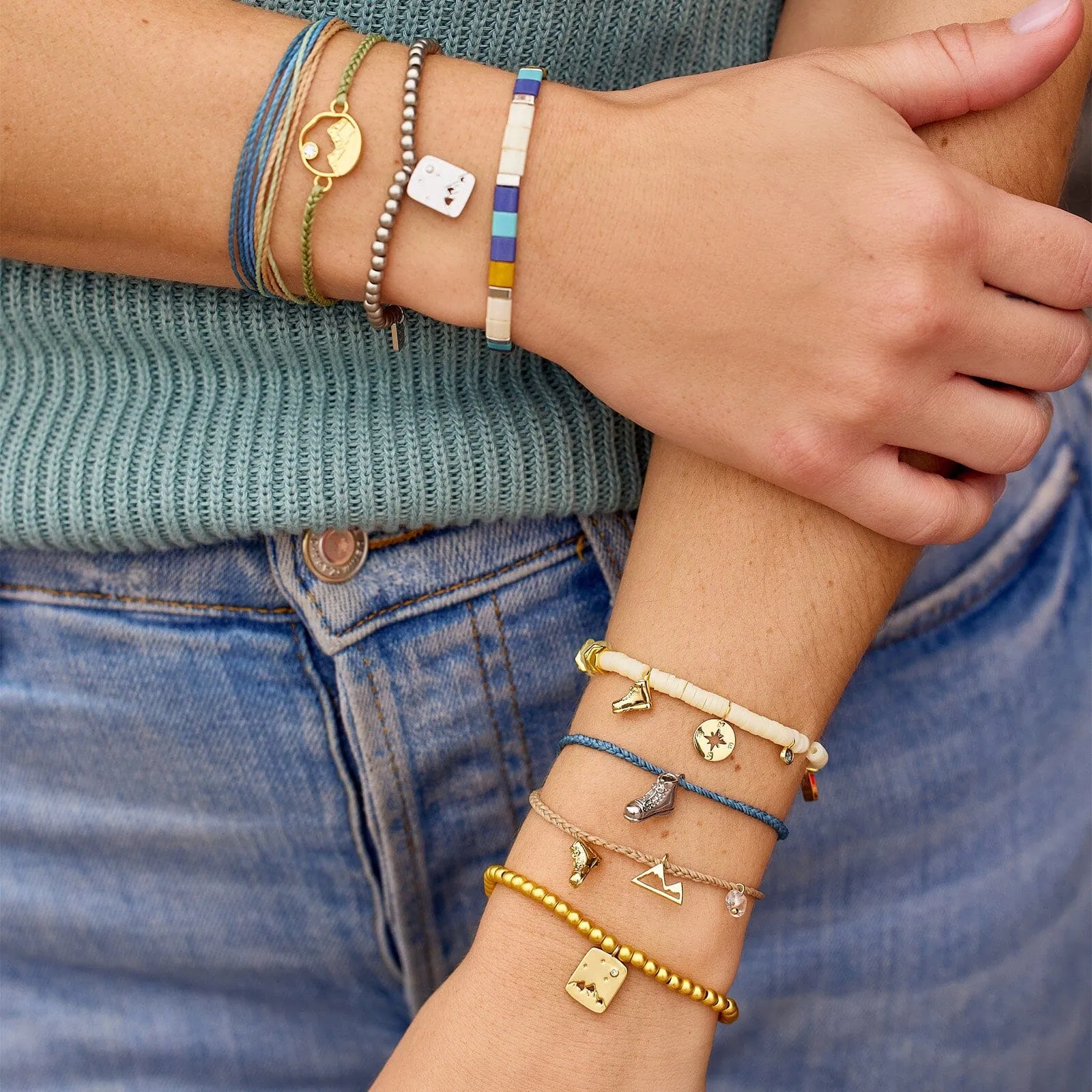 Outdoorsy Gals Metal Bead Stretch Bracelet sold by Pura Vida product image thumbnail 4