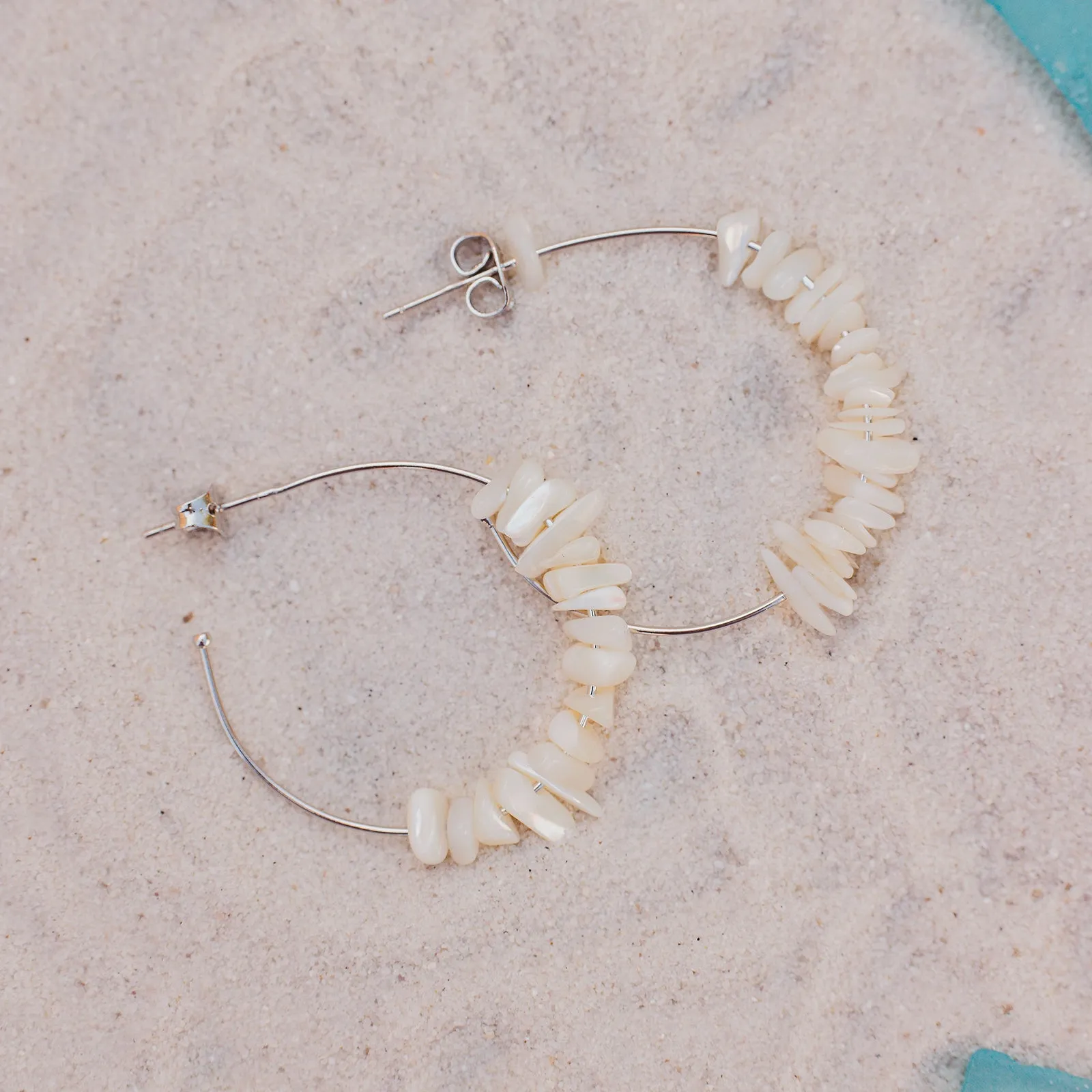 Mother of Pearl Chip Hoop Earrings sold by Pura Vida product image thumbnail 3
