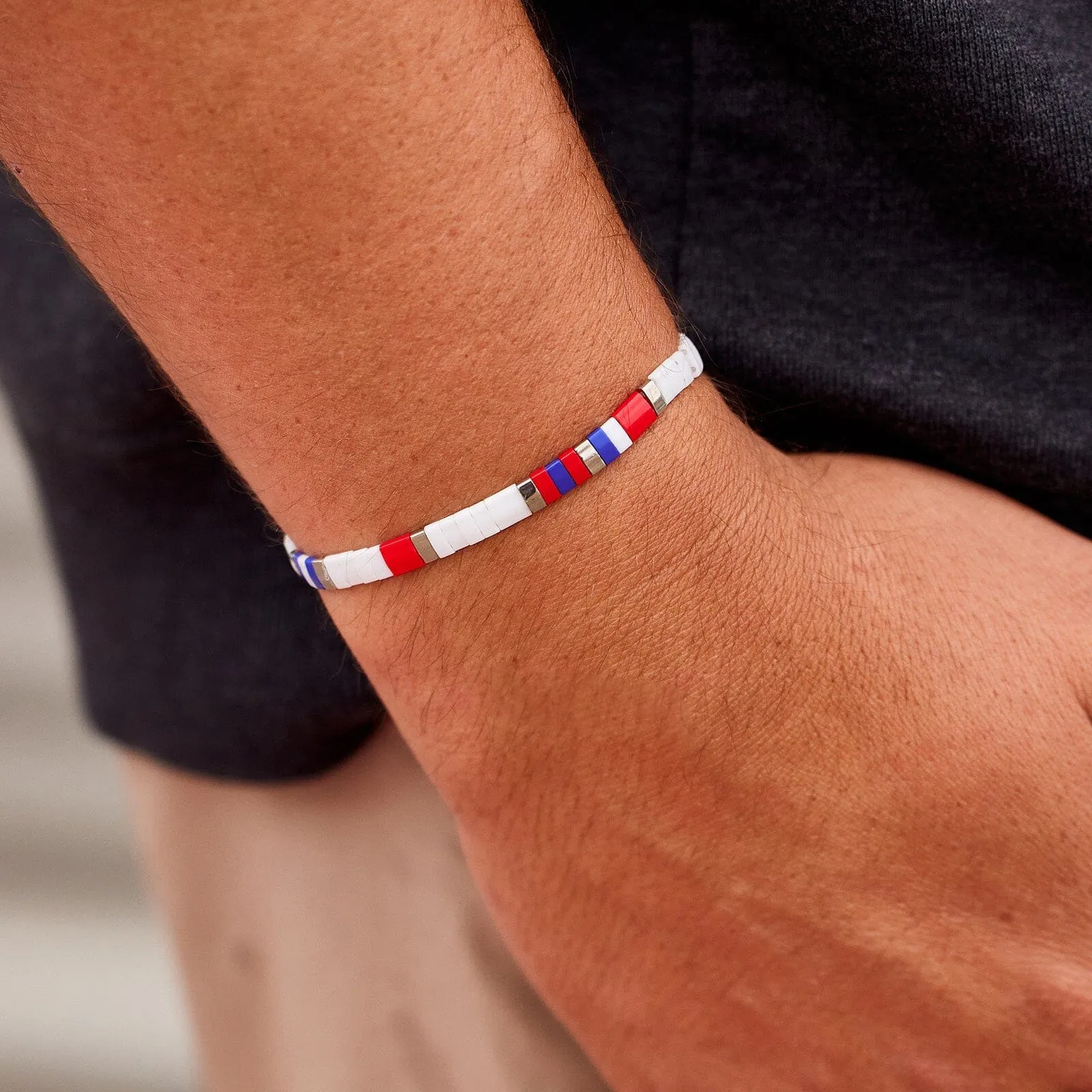 Fourth of July Tile Bead Stretch Bracelet sold by Pura Vida product image thumbnail 5