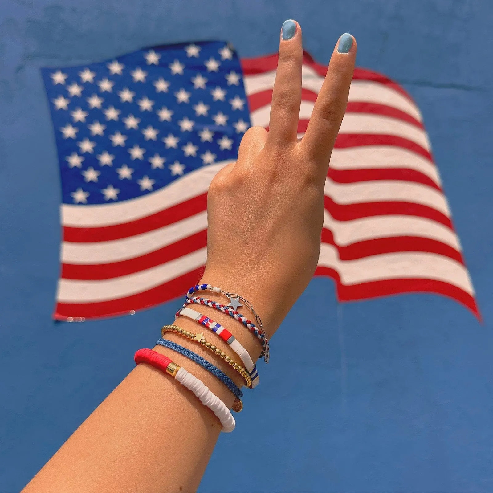 Fourth of July Tile Bead Stretch Bracelet sold by Pura Vida product image thumbnail 3