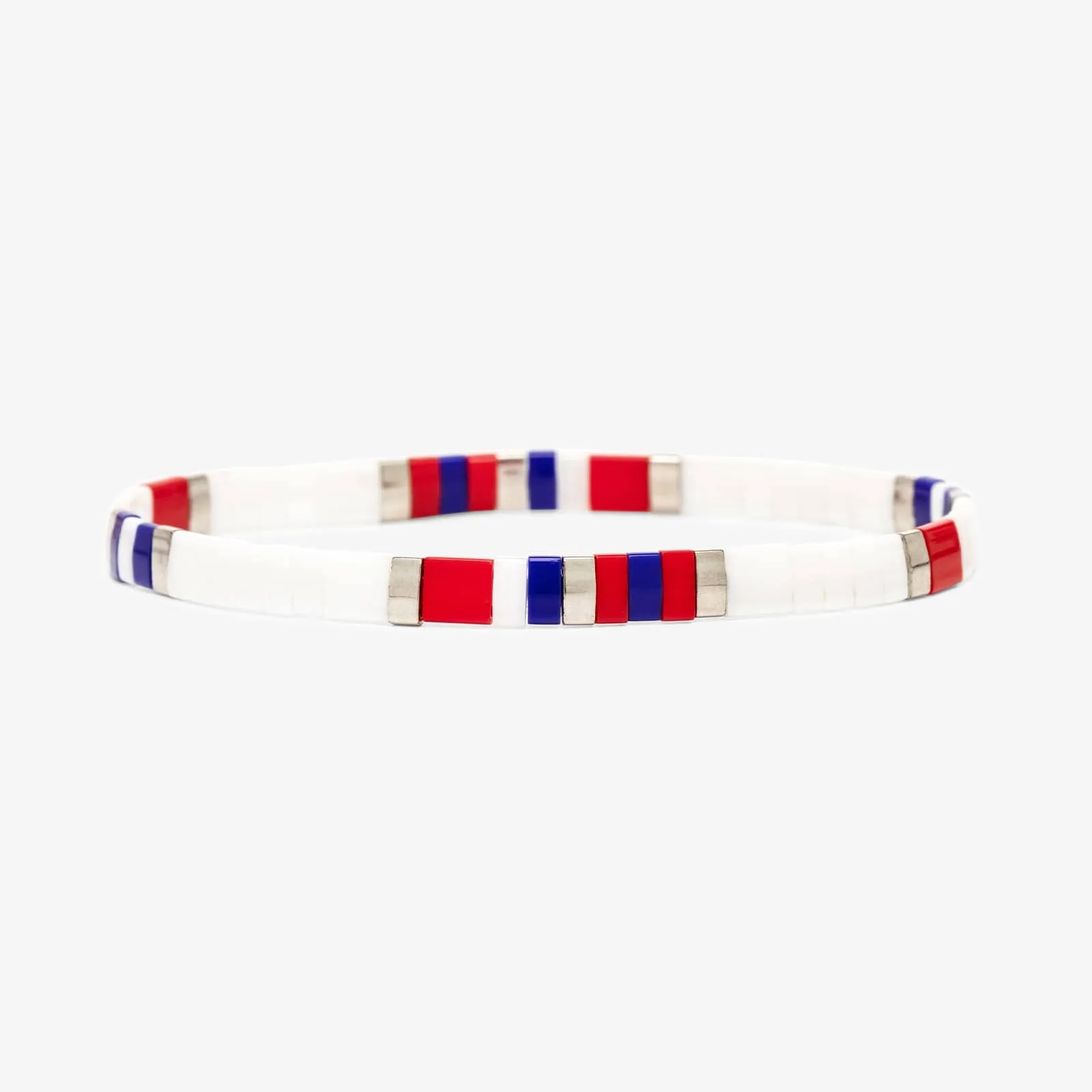 Fourth of July Tile Bead Stretch Bracelet sold by Pura Vida