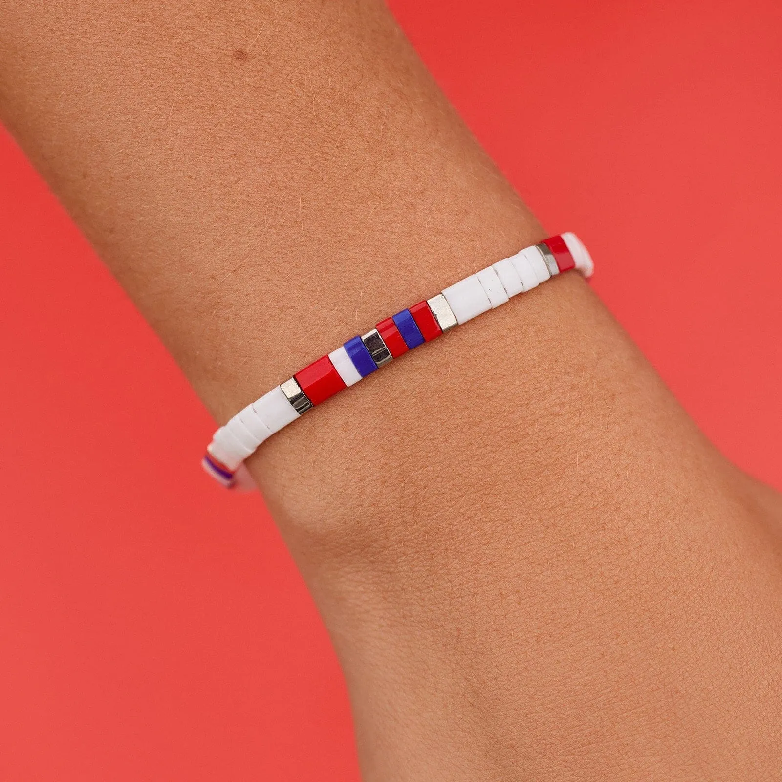 Fourth of July Tile Bead Stretch Bracelet sold by Pura Vida product image thumbnail 2