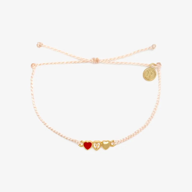 Red Cross Three Hearts Charm Bracelet sold by Pura Vida