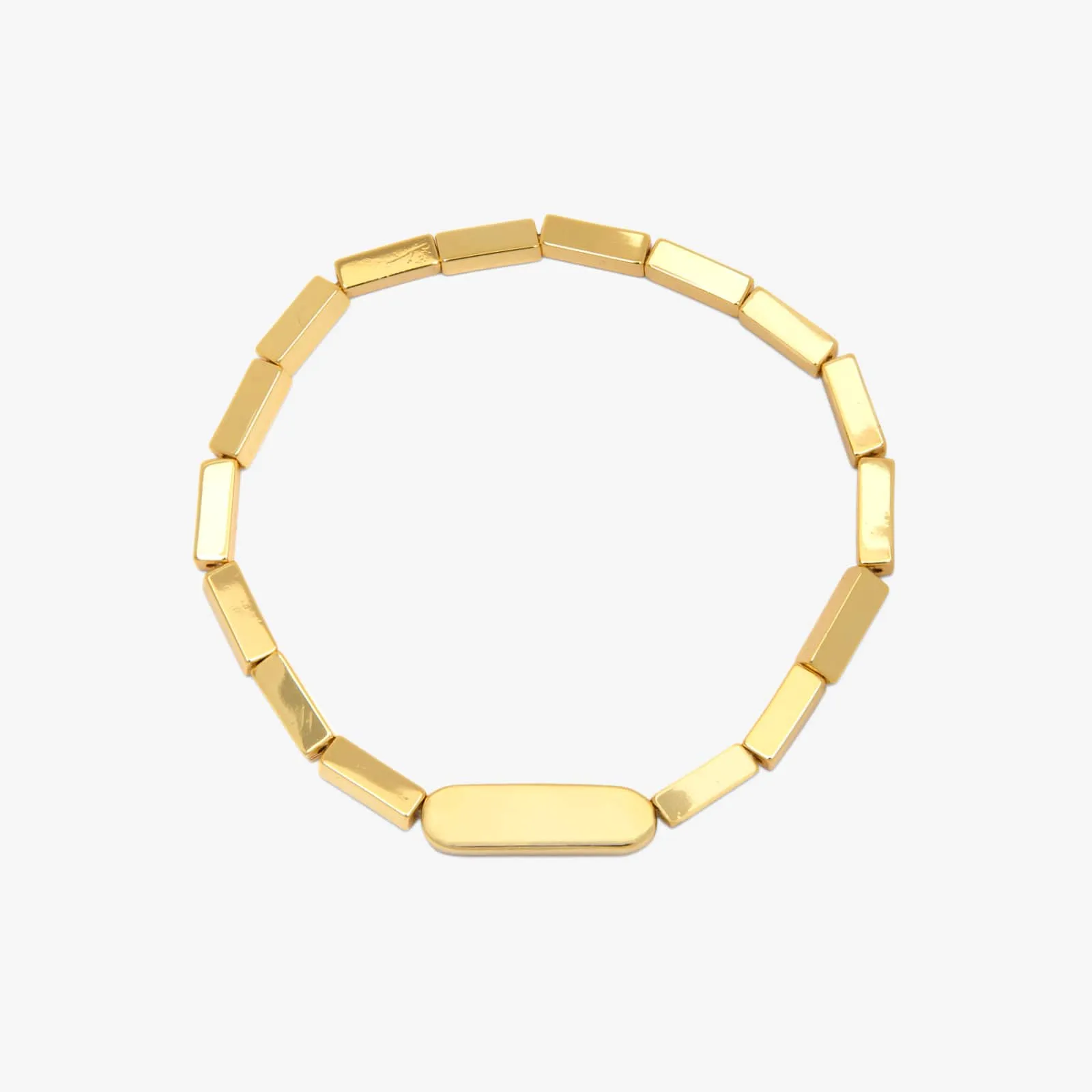 Engravable Rectangle Bead Stretch Bracelet sold by Pura Vida