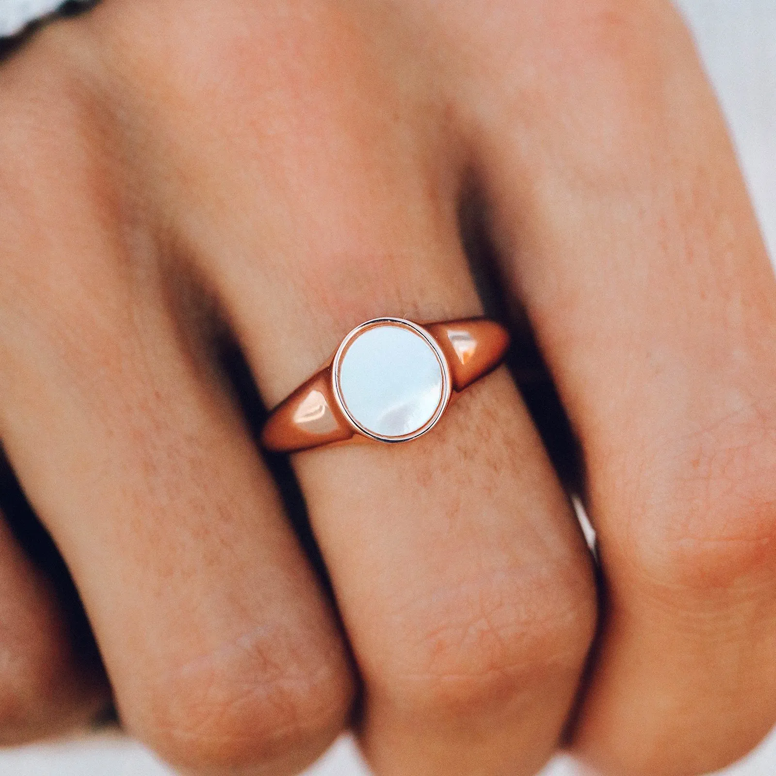 Mother of Pearl Signet Ring sold by Pura Vida product image thumbnail 4