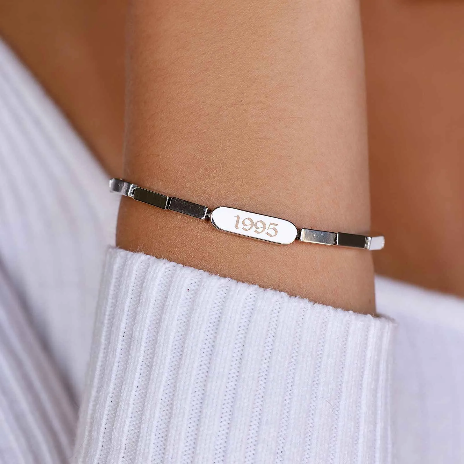 Engravable Rectangle Bead Stretch Bracelet sold by Pura Vida product image thumbnail 4