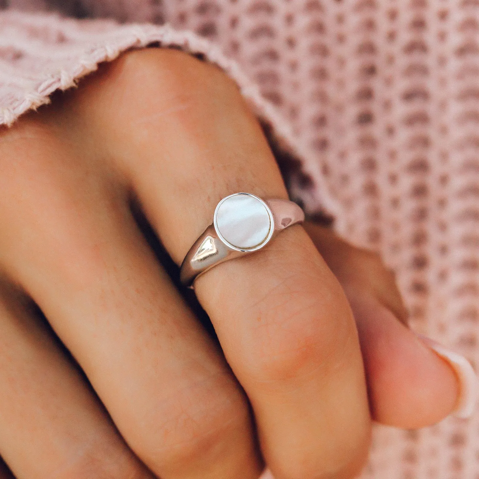 Mother of Pearl Signet Ring sold by Pura Vida product image thumbnail 3