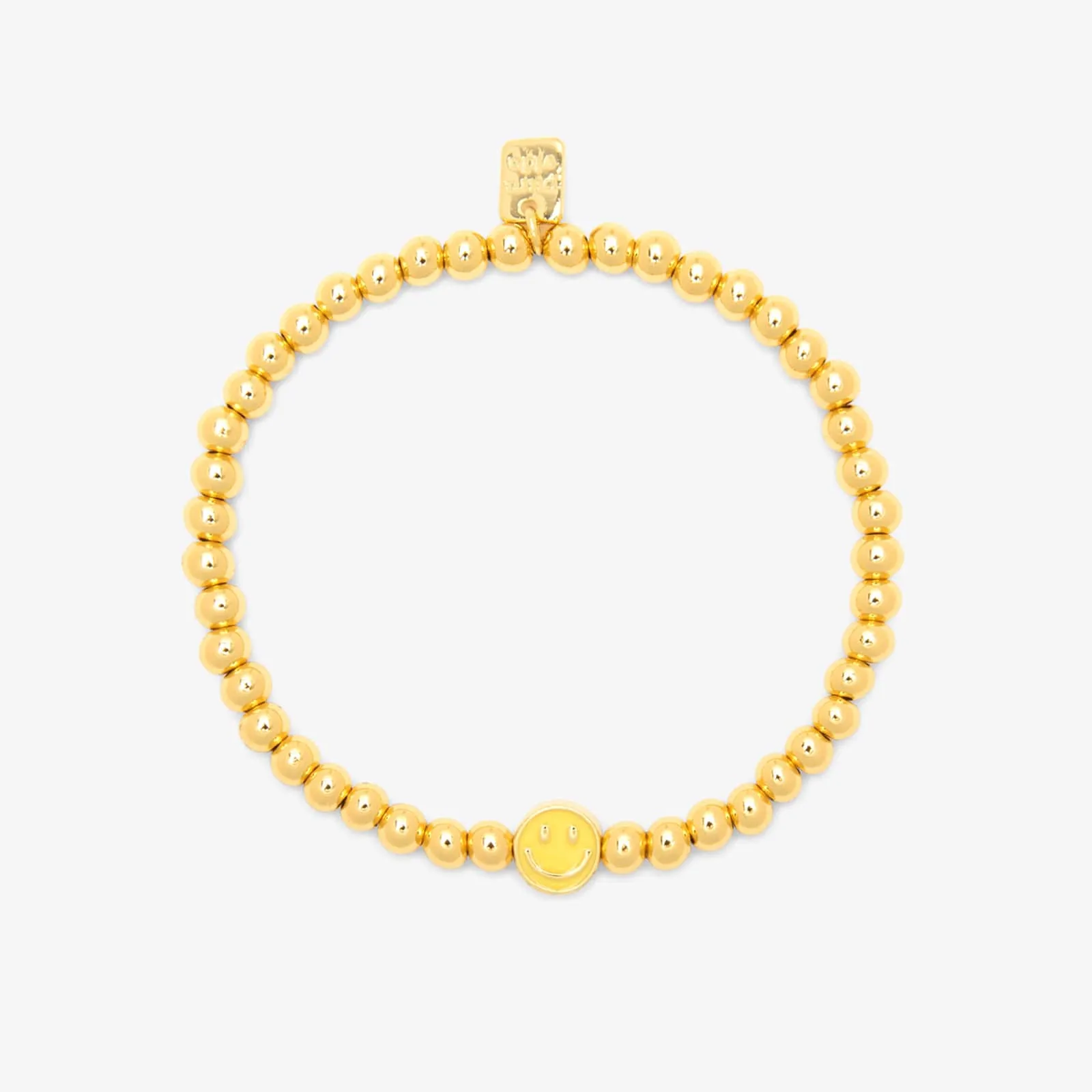 Happy Face Gold Bead Stretch Bracelet sold by Pura Vida