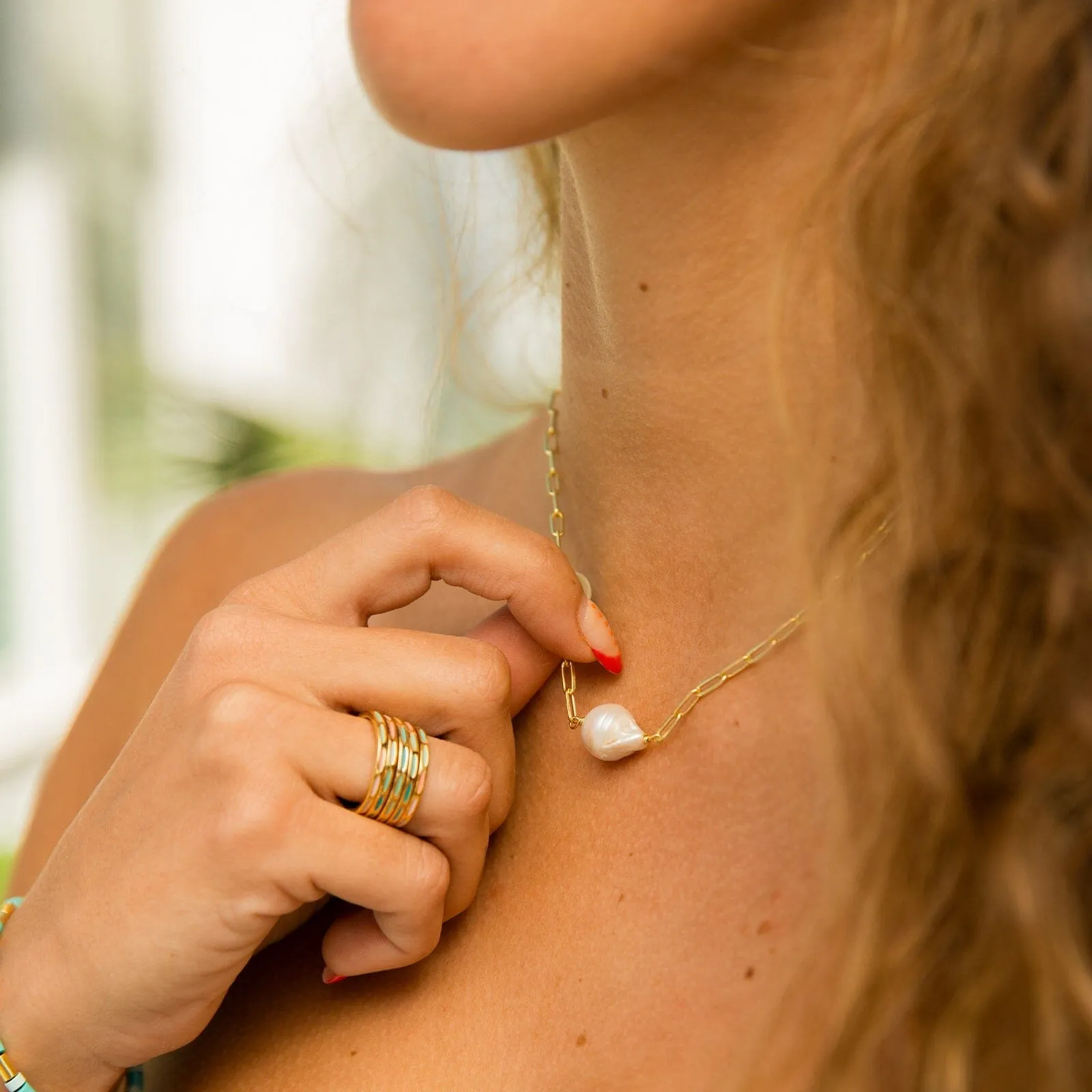 Pearl Paperclip Choker sold by Pura Vida product image thumbnail 2