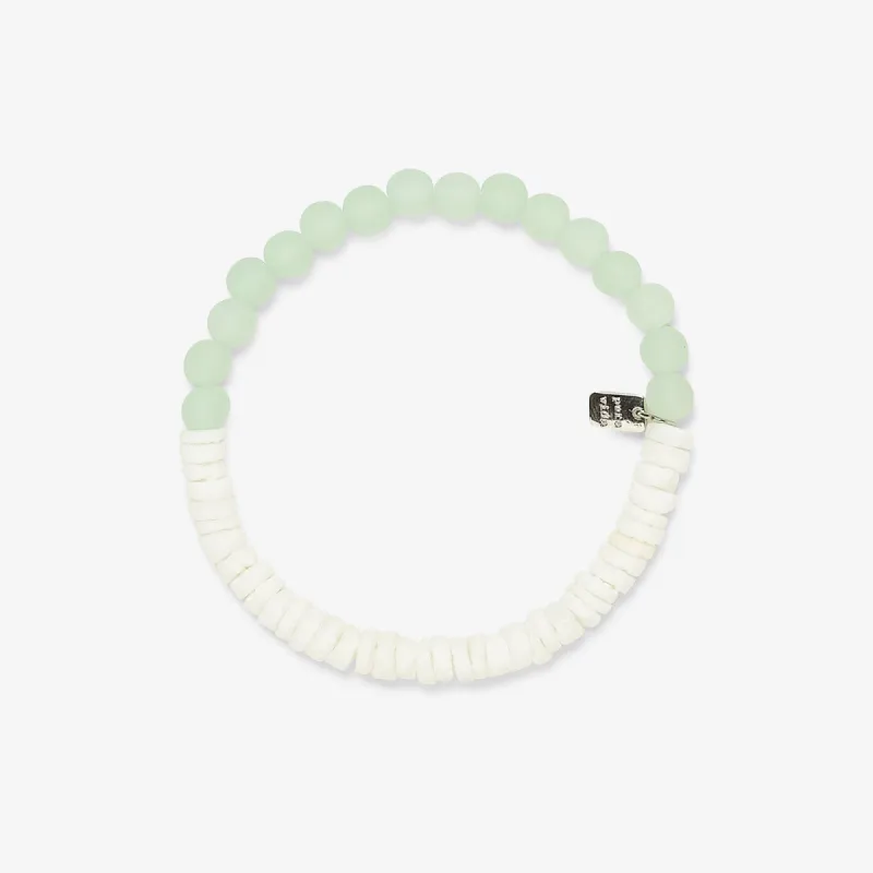 Puka Shell & Frosted Bead Stretch Bracelet sold by Pura Vida