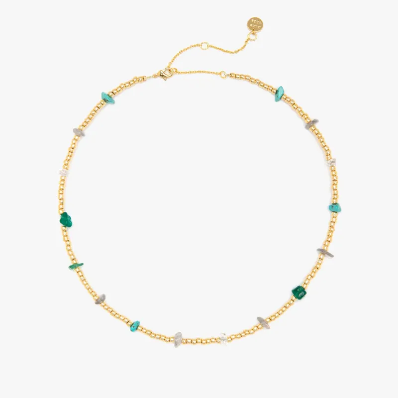 Gold and Bead Stone Chip Choker sold by Pura Vida