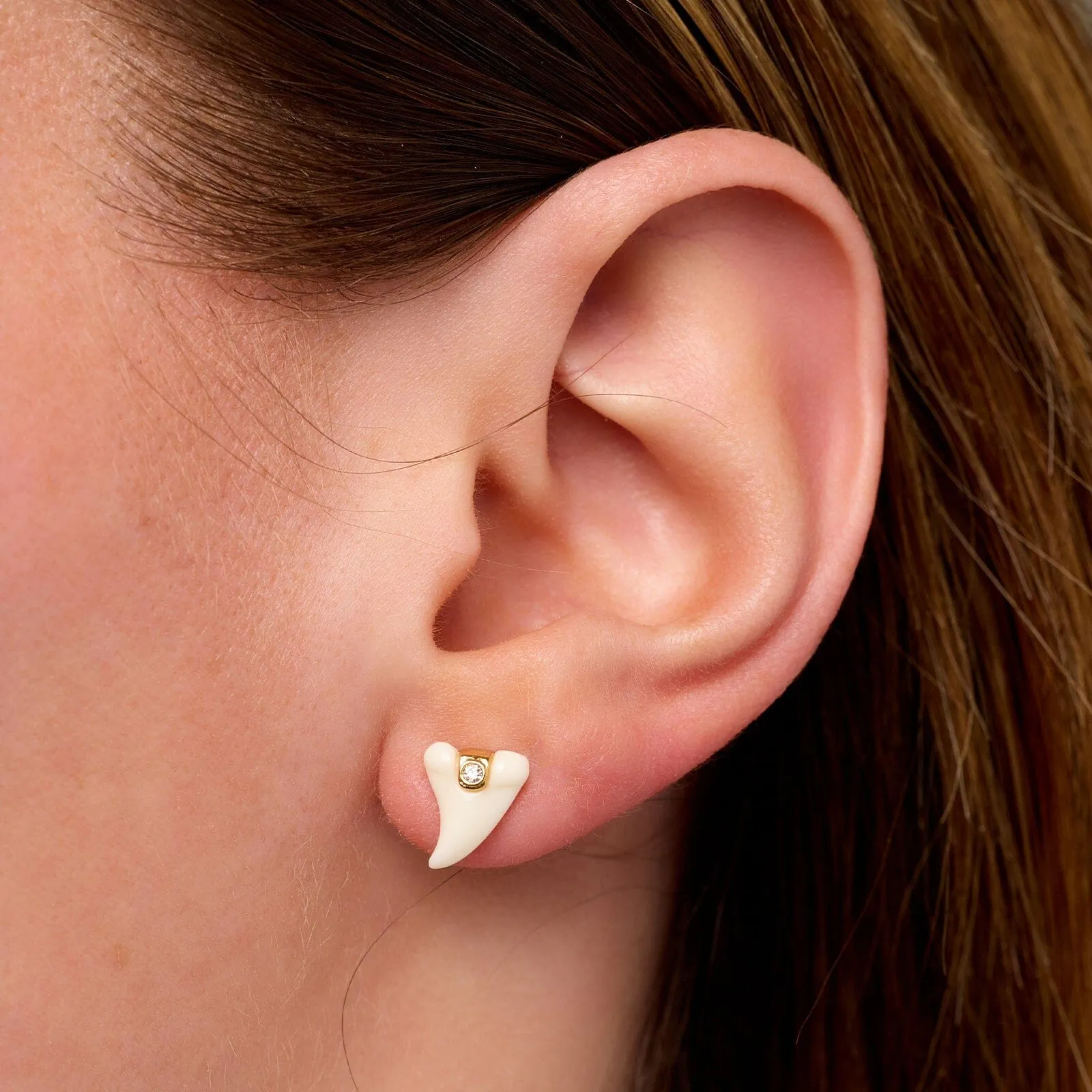 White Shark Tooth Stud Earrings sold by Pura Vida product image thumbnail 2