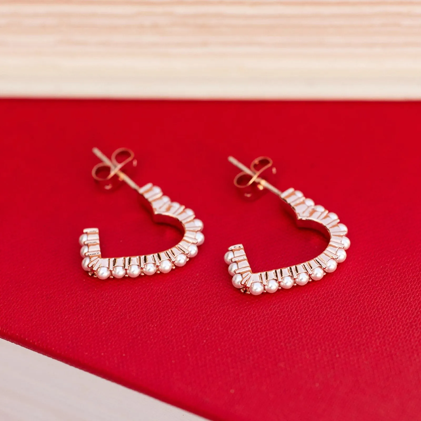 Pavé Pearl Heart Hoop Earrings sold by Pura Vida product image thumbnail 4