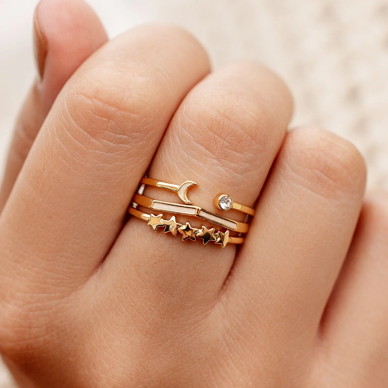 Crescent Stars Ring Stack sold by Pura Vida product image thumbnail 4