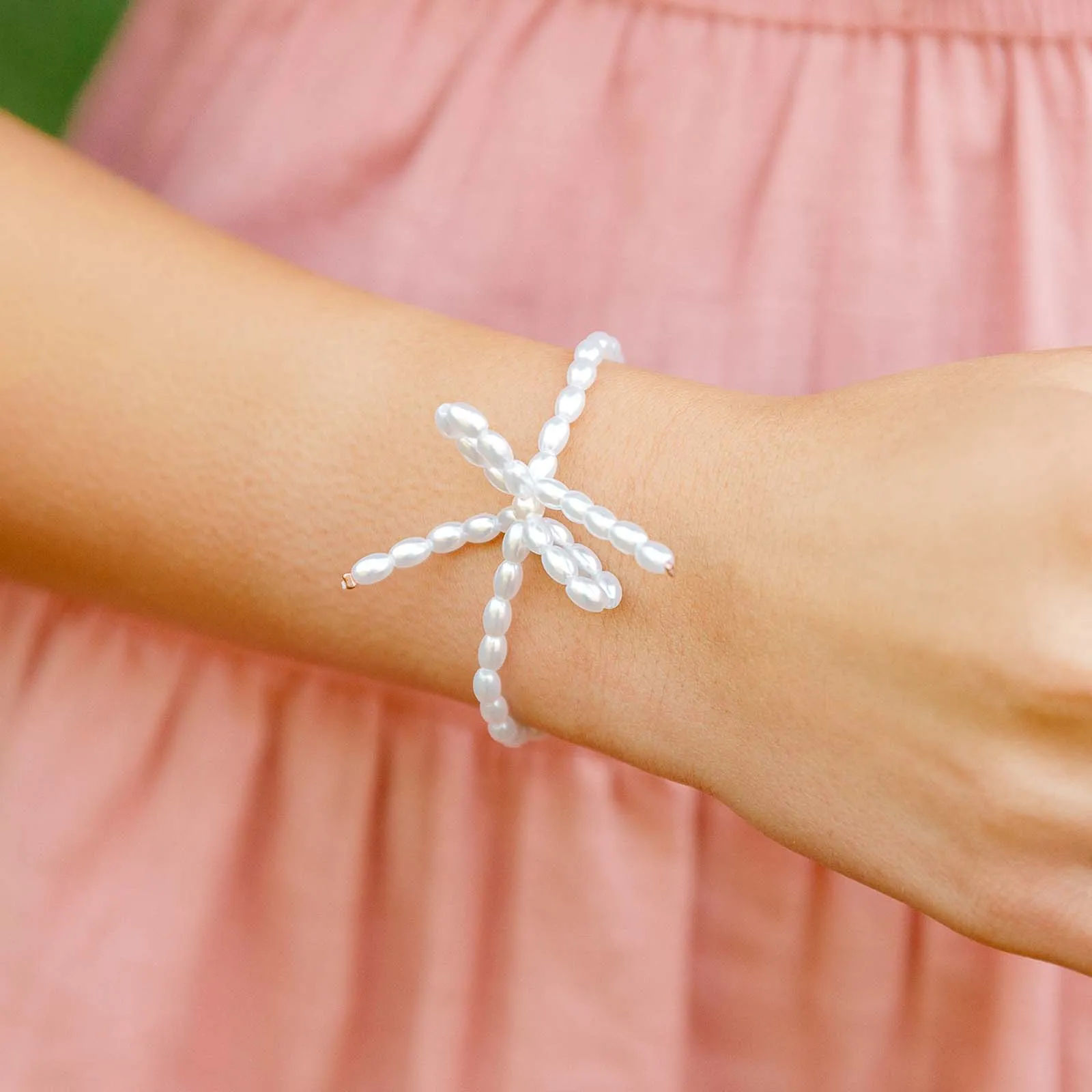 Mother of Pearl Bow Stretch Bracelet sold by Pura Vida product image thumbnail 4