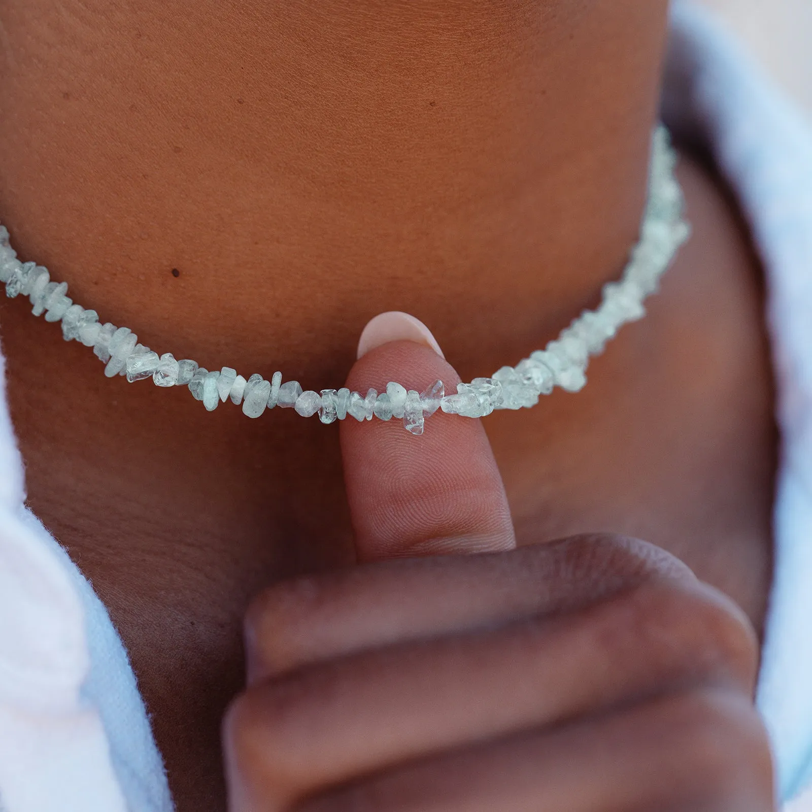 Aquamarine Gemstone Chip Choker sold by Pura Vida product image thumbnail 4