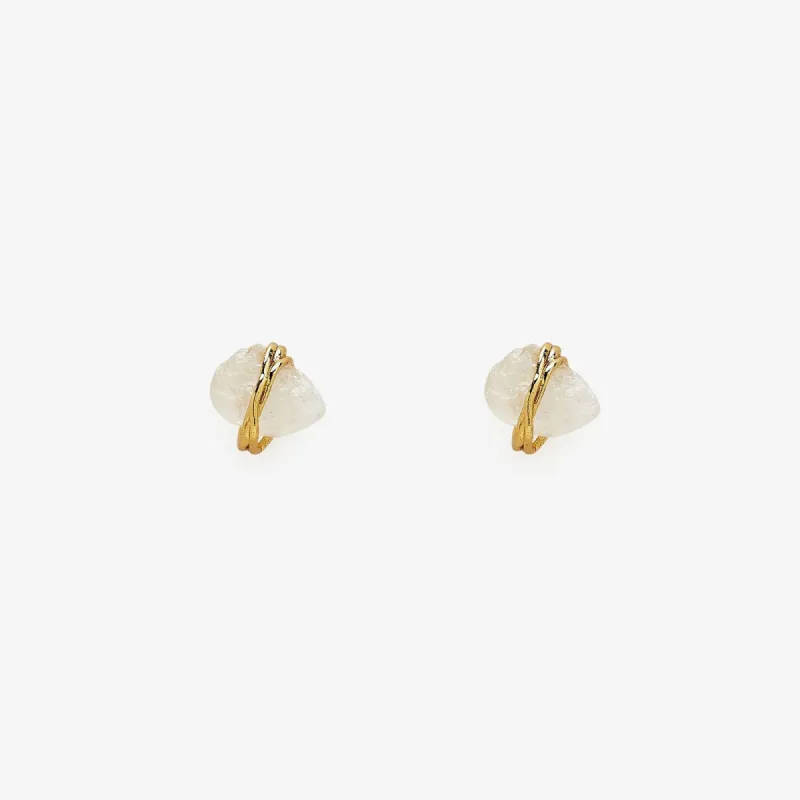 Raw Clear Quartz Stud Earrings sold by Pura Vida