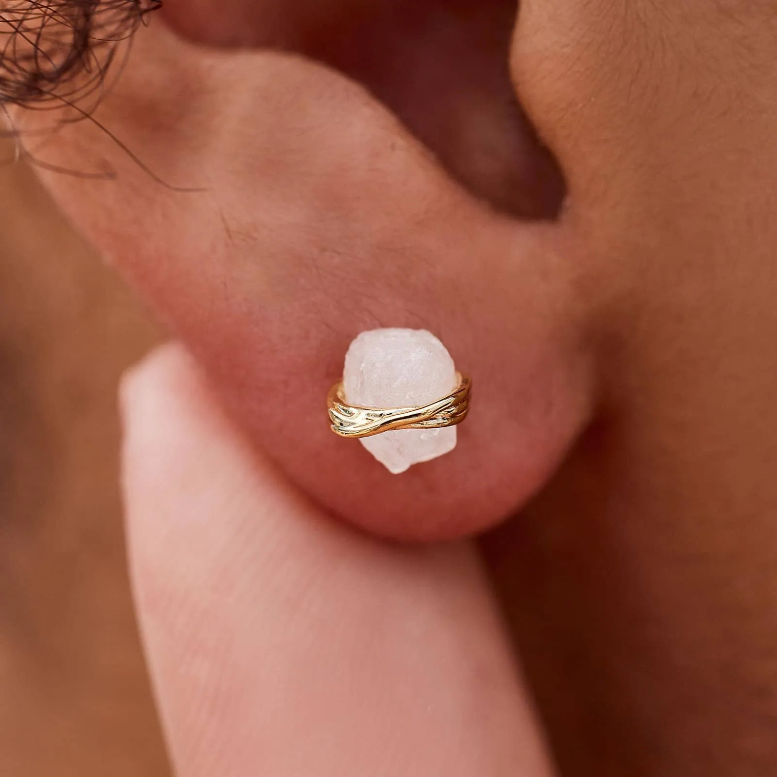 Raw Clear Quartz Stud Earrings sold by Pura Vida product image thumbnail 3