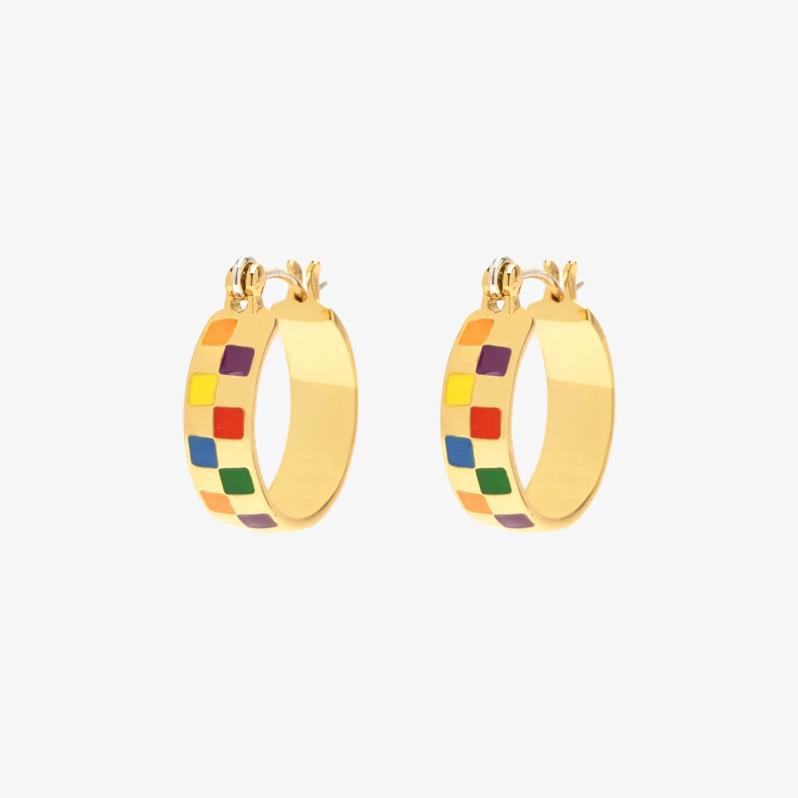 Rainbow Checkerboard Hoop Earrings sold by Pura Vida